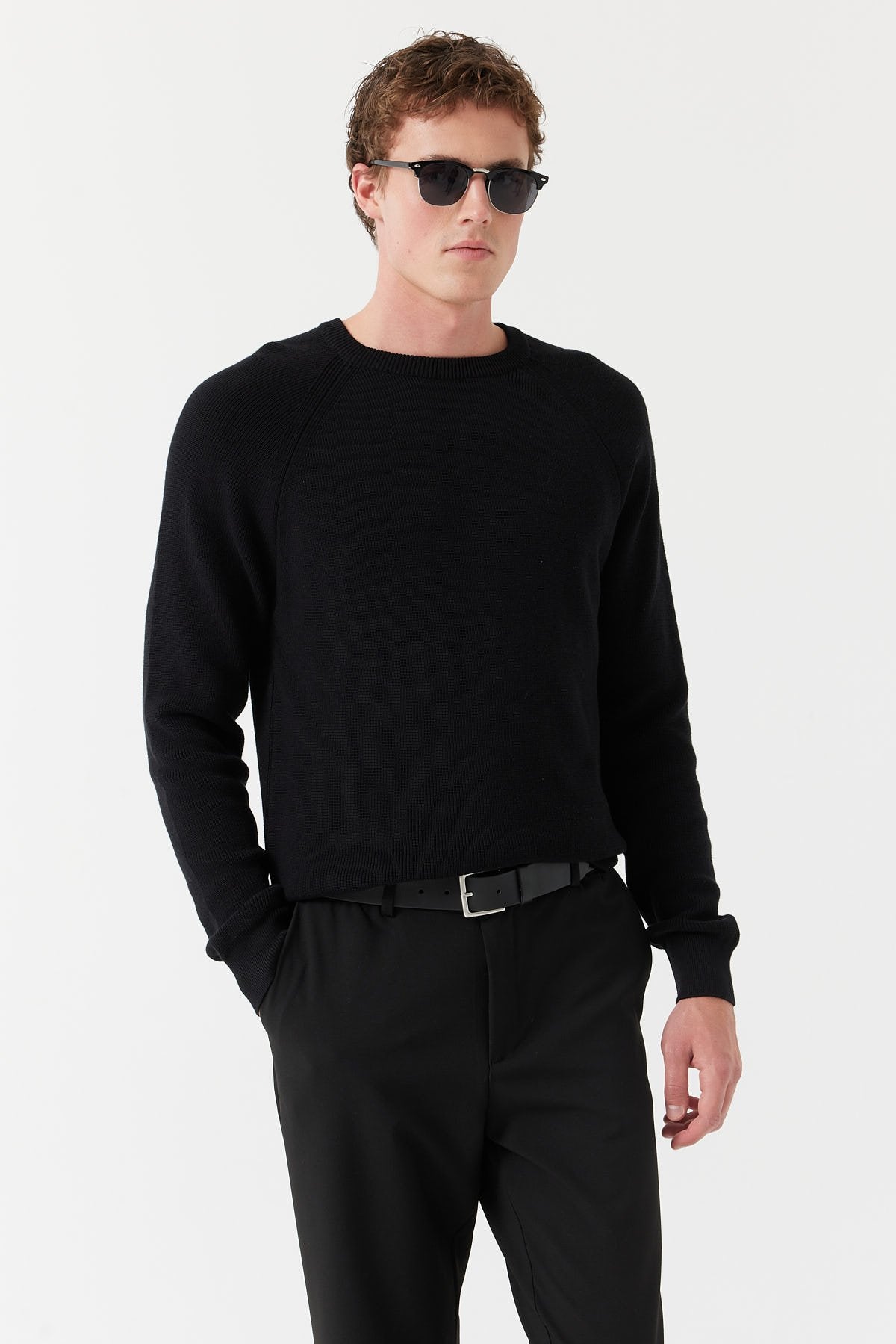 سویتر صوفي رجالية محبوكة مضلعة برقبة دائرية