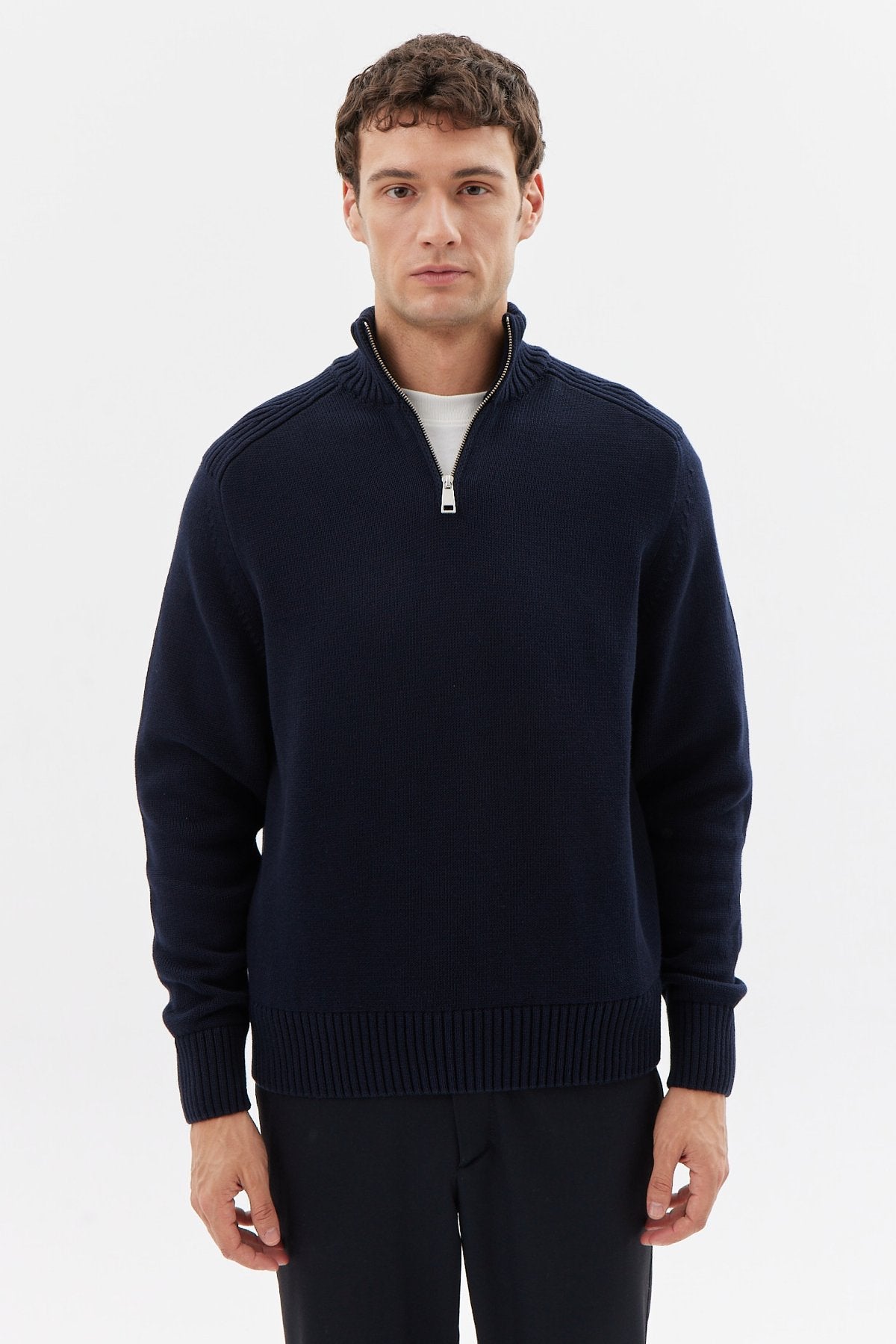 Erkek Yarım Fermuarlı Triko Kazak