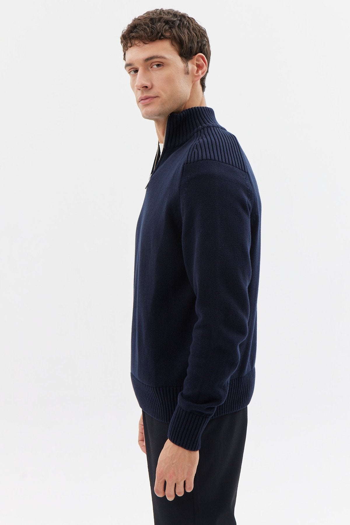 Erkek Yarım Fermuarlı Triko Kazak