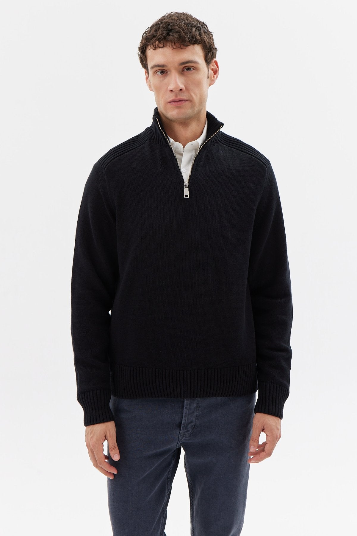 Erkek Yarım Fermuarlı Triko Kazak