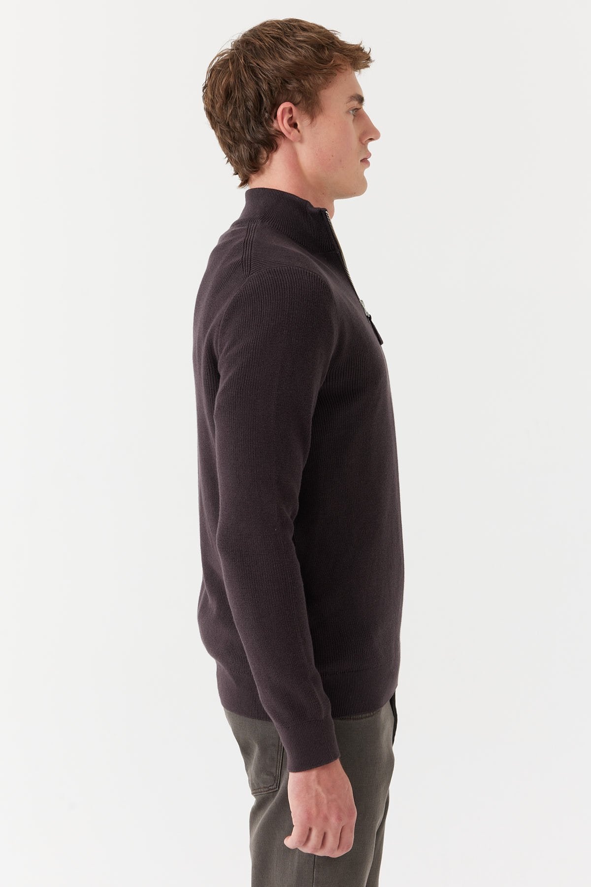 Erkek Dik Yaka Yarım Fermuarlı Triko Kazak