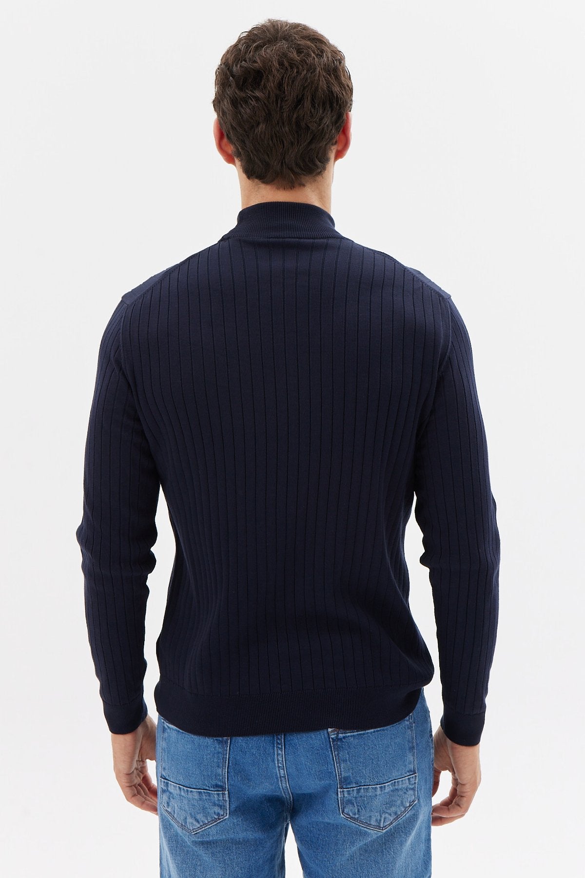 سویتر صوفي رجالية محبوكة بنصف رقبة مدورة