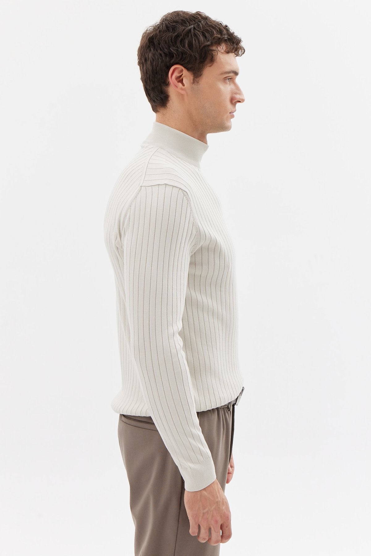 سویتر صوفي رجالية محبوكة بنصف رقبة مدورة