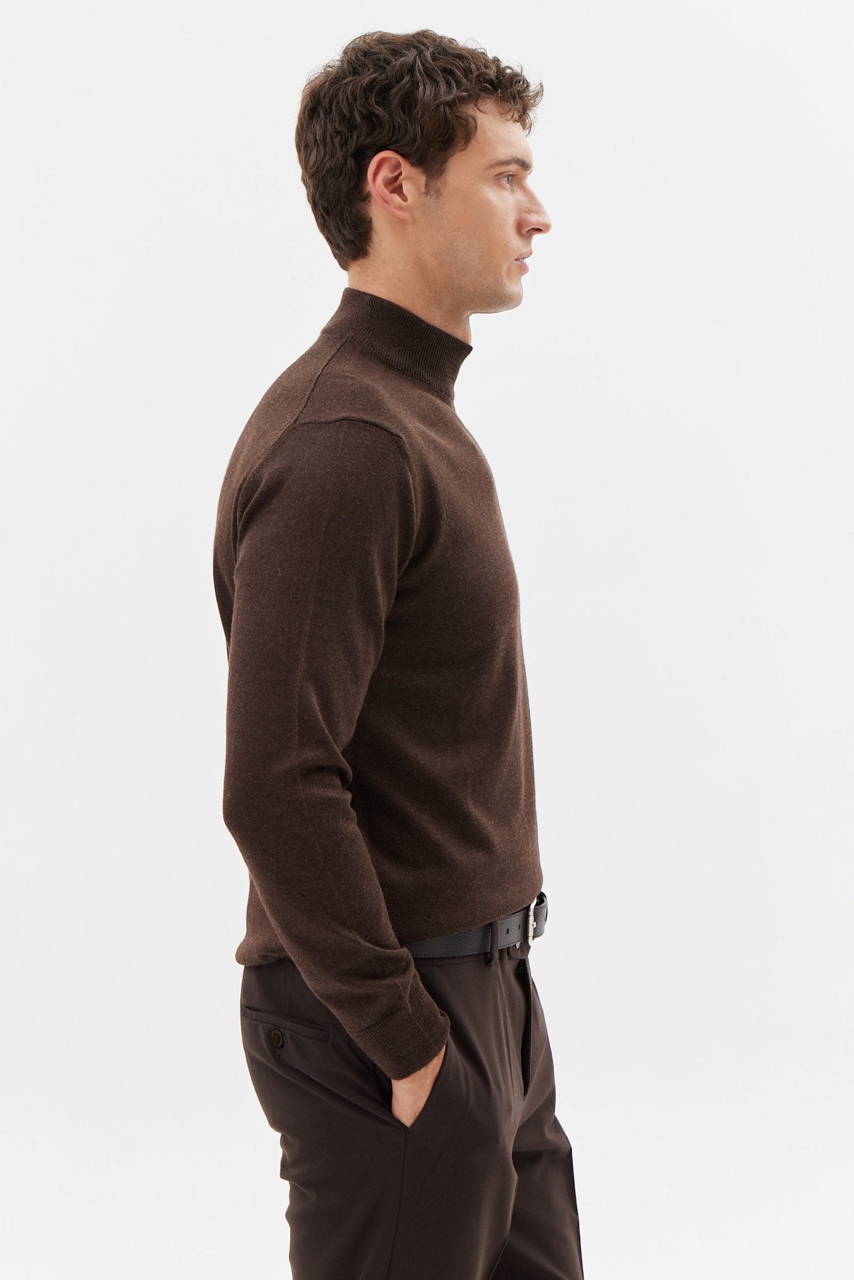 Erkek Yarım Balıkçı Yaka Örgü Kazak