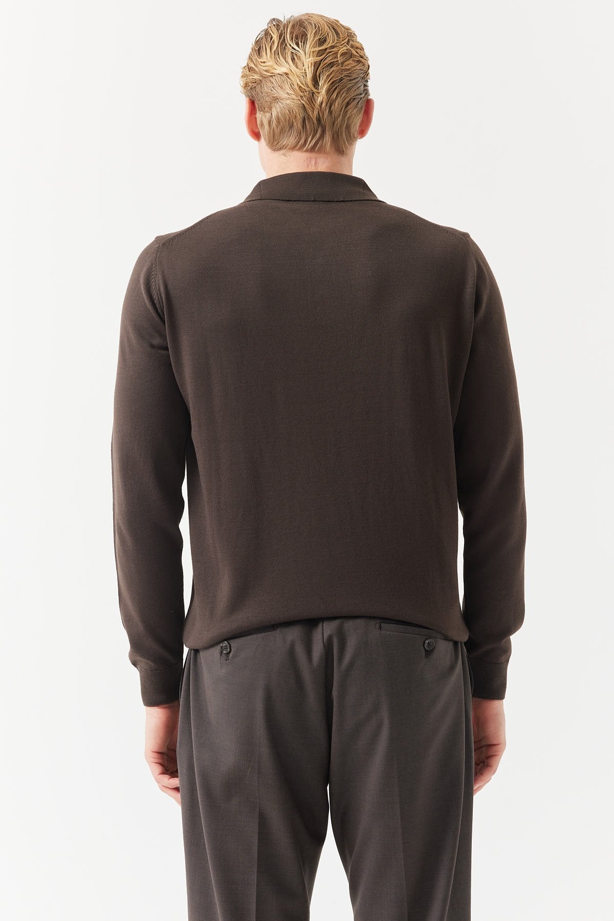 سترة رجالية محبوكة برقبة بولو