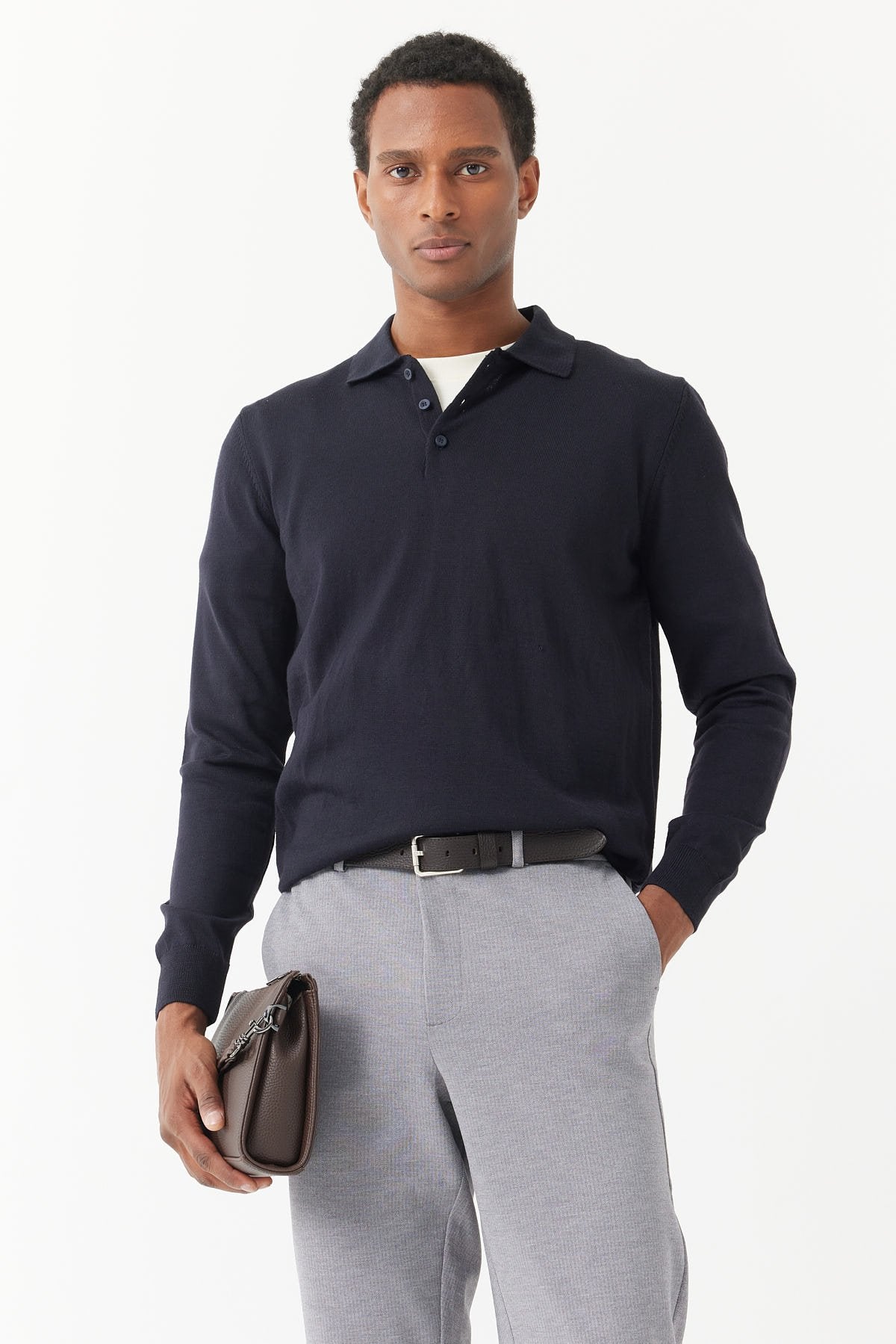 Men's Polo Neck Knitted Sweater