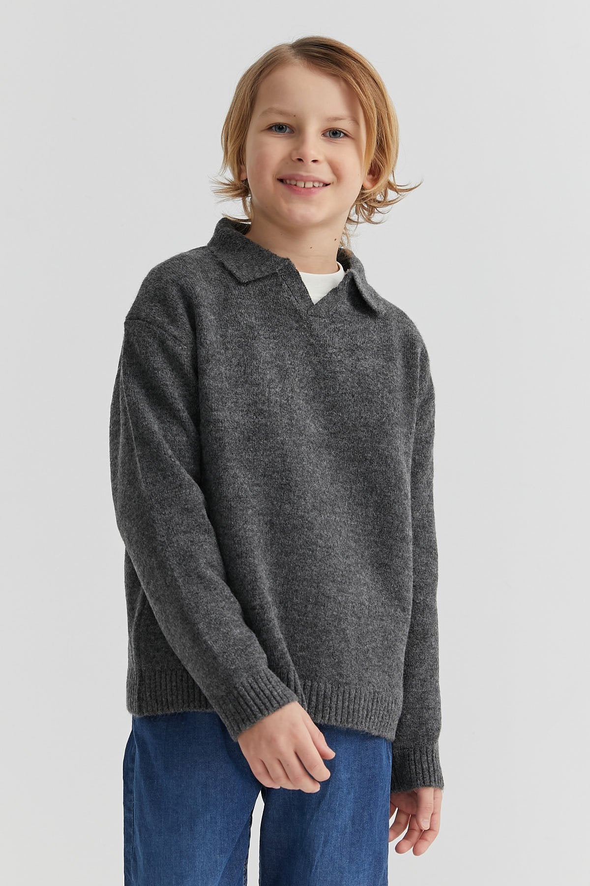 Erkek Çocuk Polo Yaka Triko Kazak