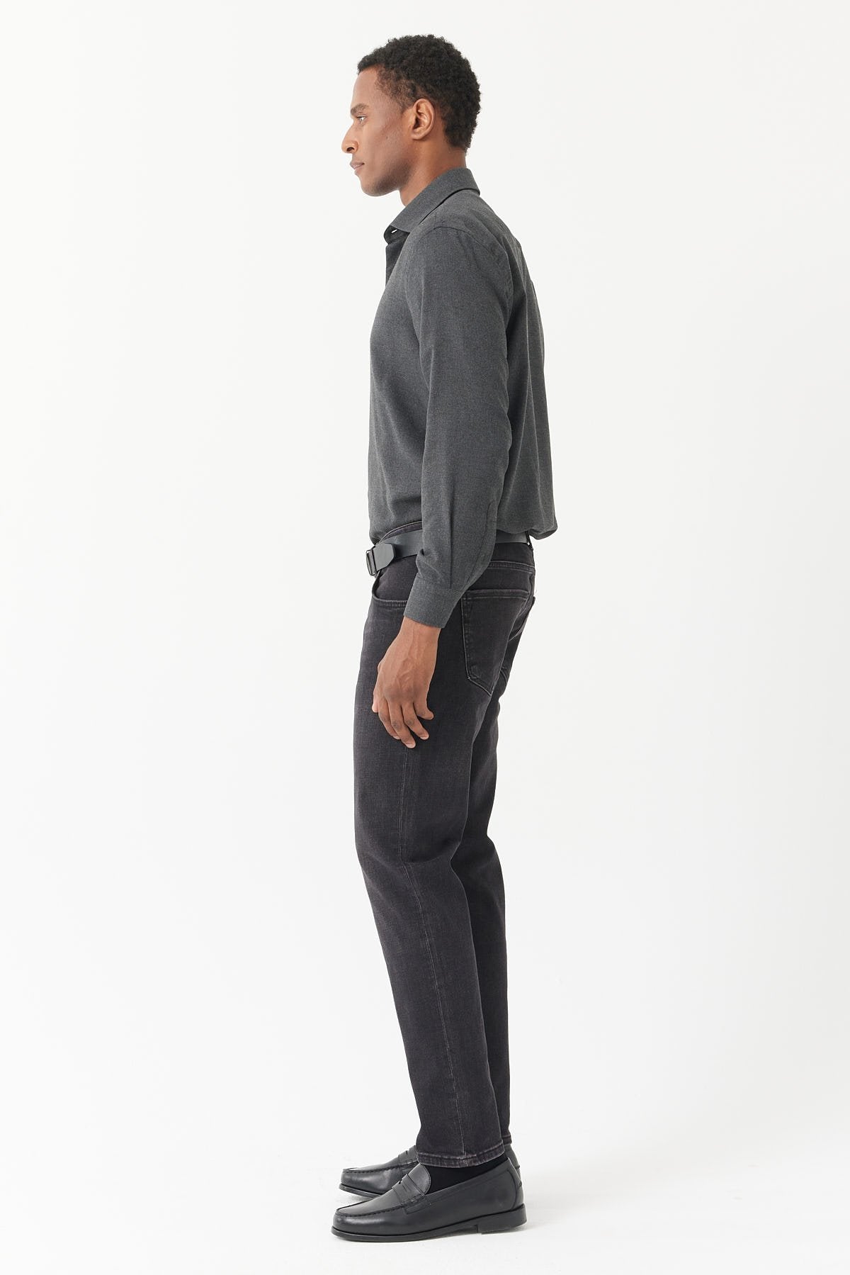 بنطلون جينز رجالي ضيق بخصر مرتفع