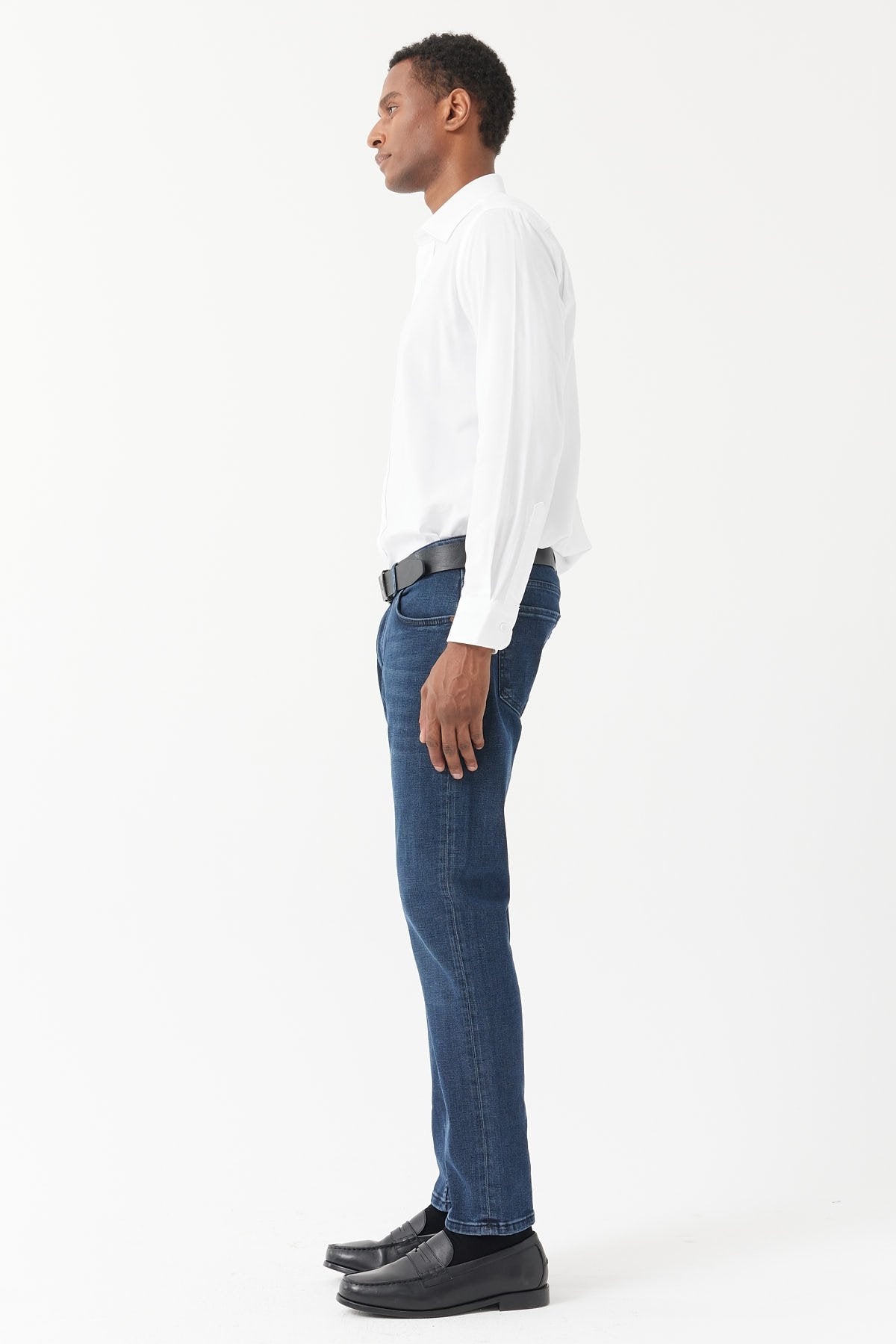 بنطلون جينز رجالي ضيق بخصر مرتفع