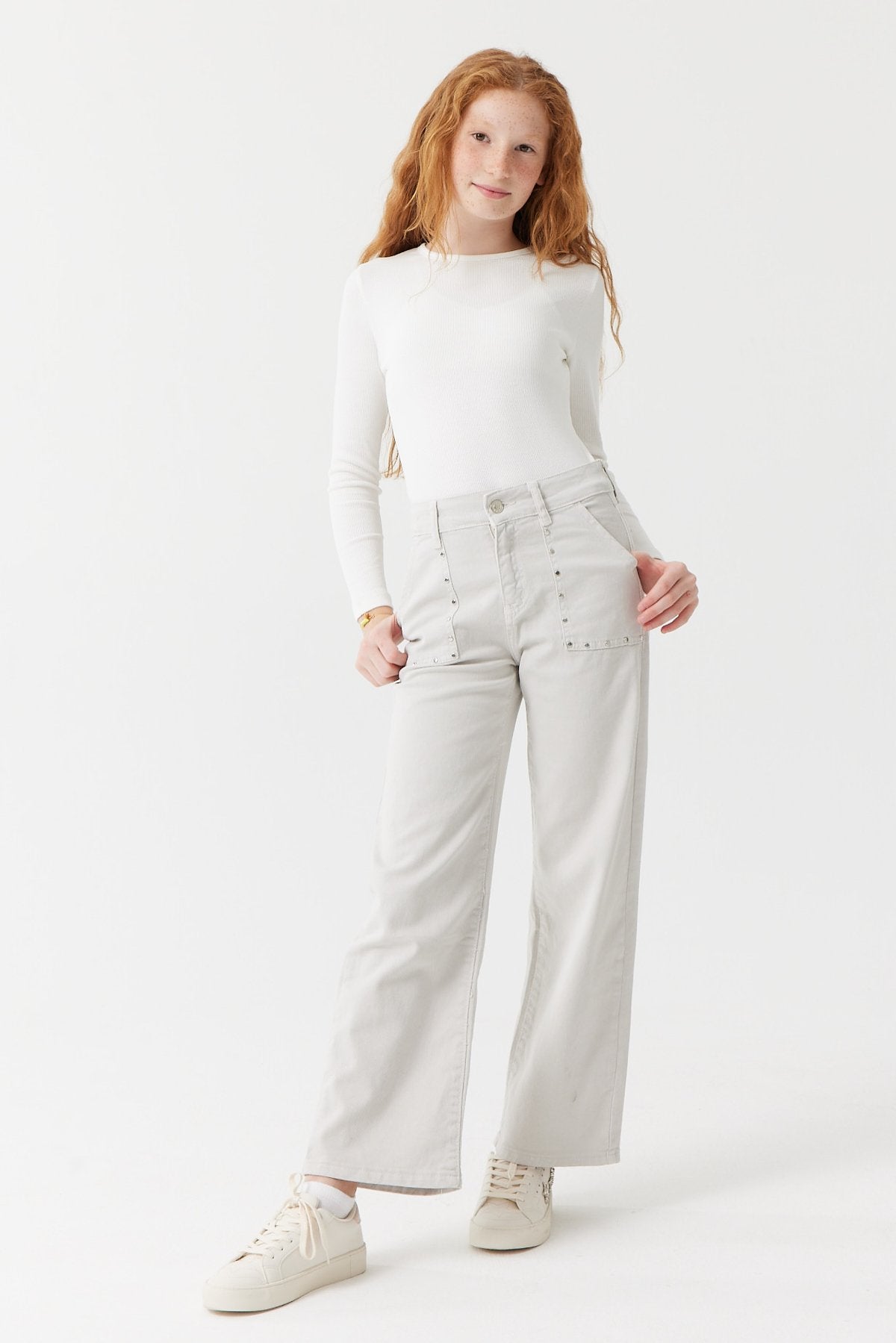 Girls' Stud Printed Jeans