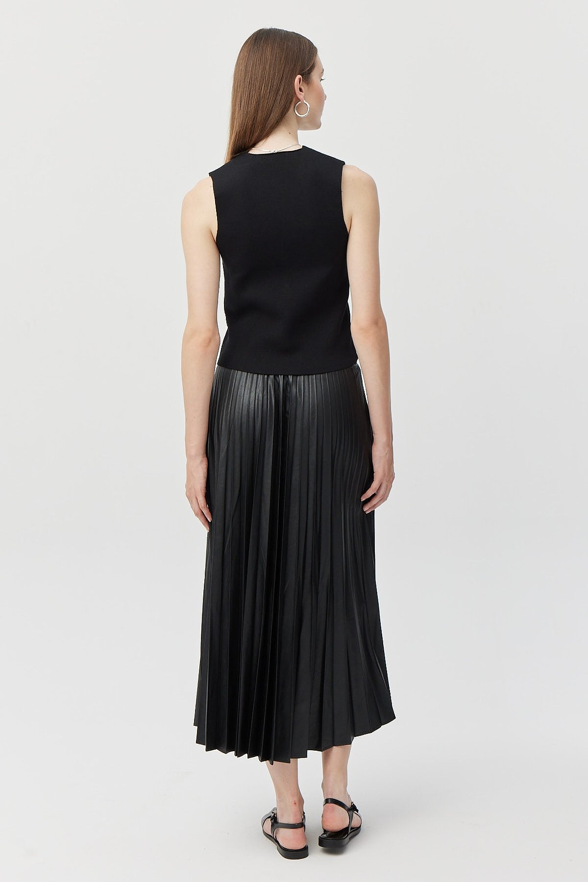 Women's Pleated Leather Skirt
