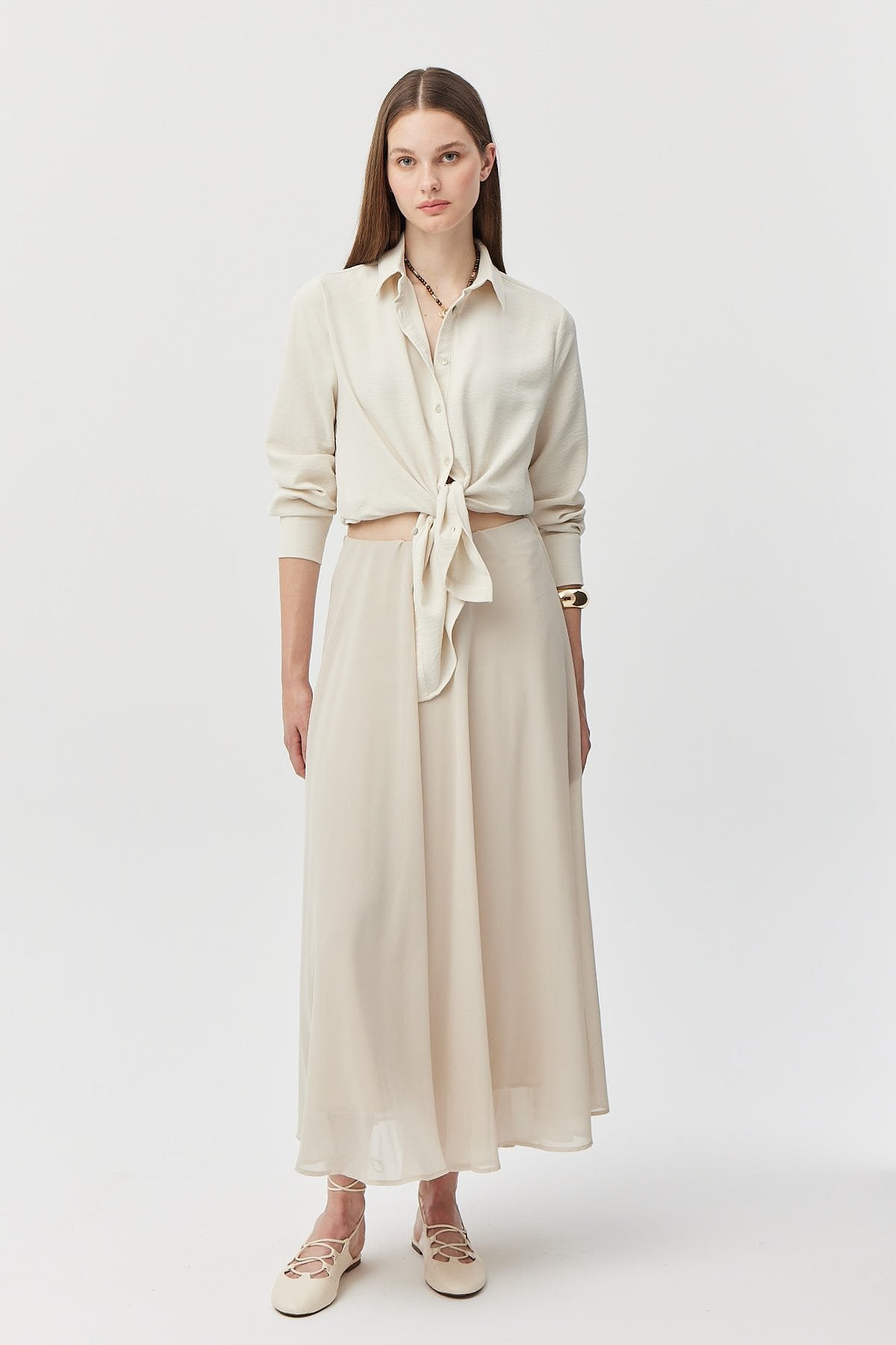 Kadın Astarlı Şifon Etek