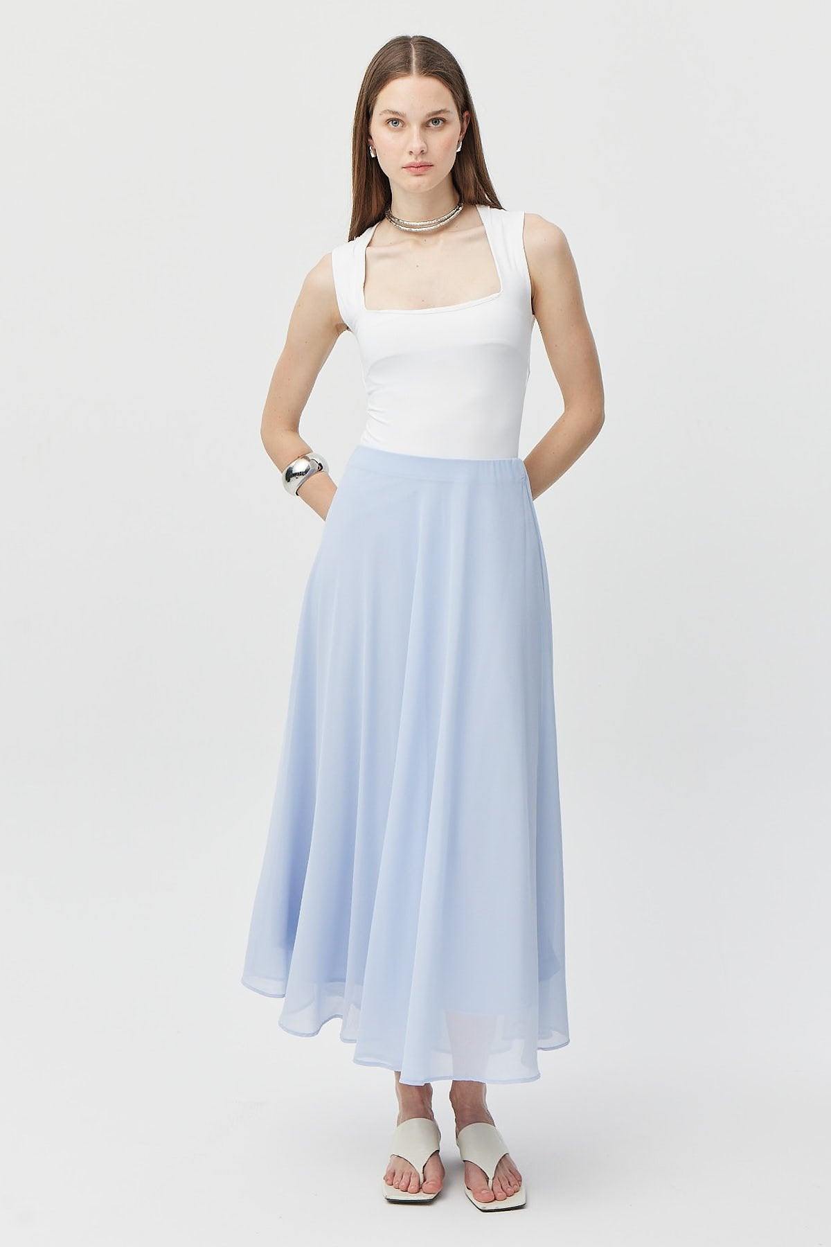 Kadın Astarlı Şifon Etek