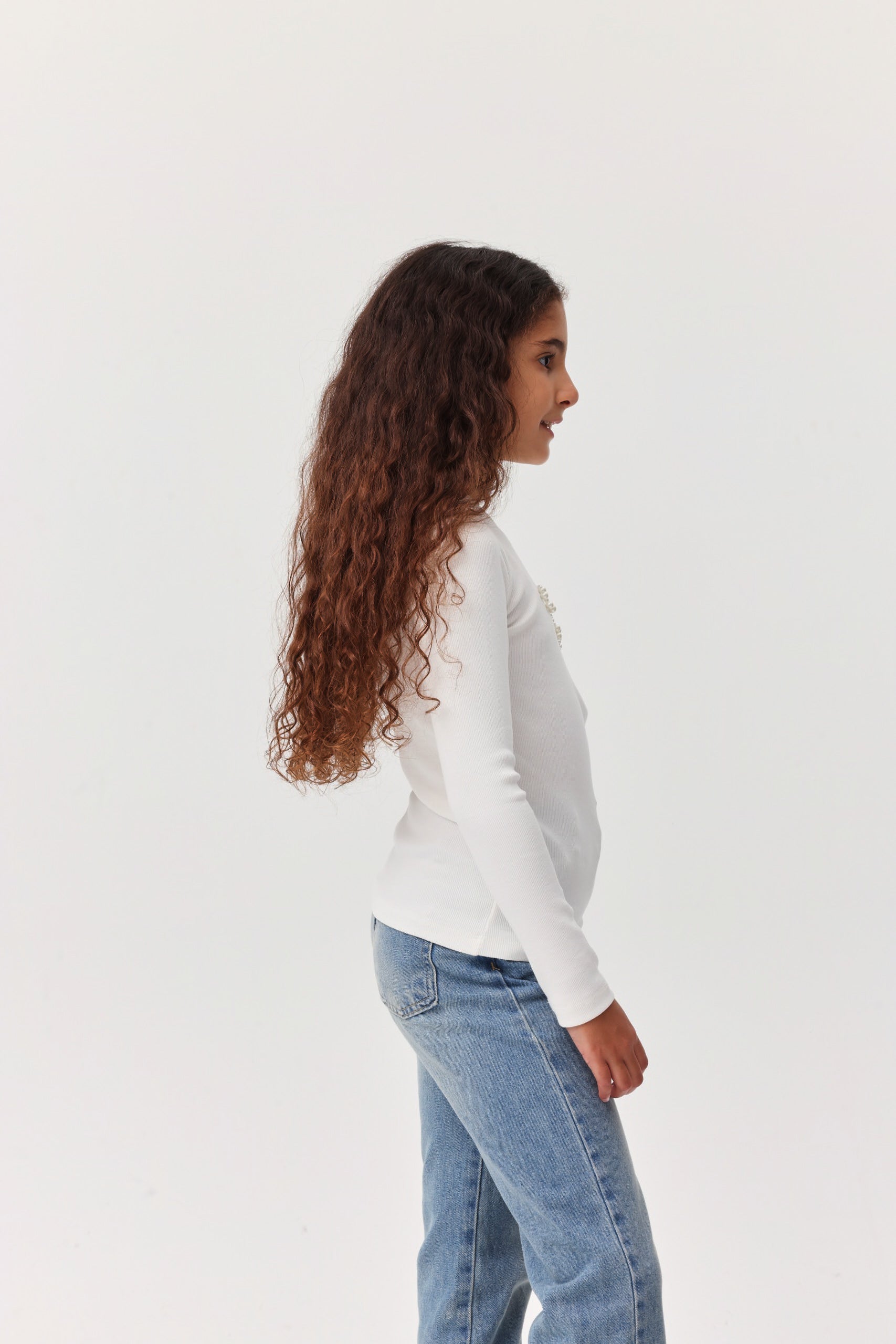 Kız Çocuk İnci Detaylı Bluz