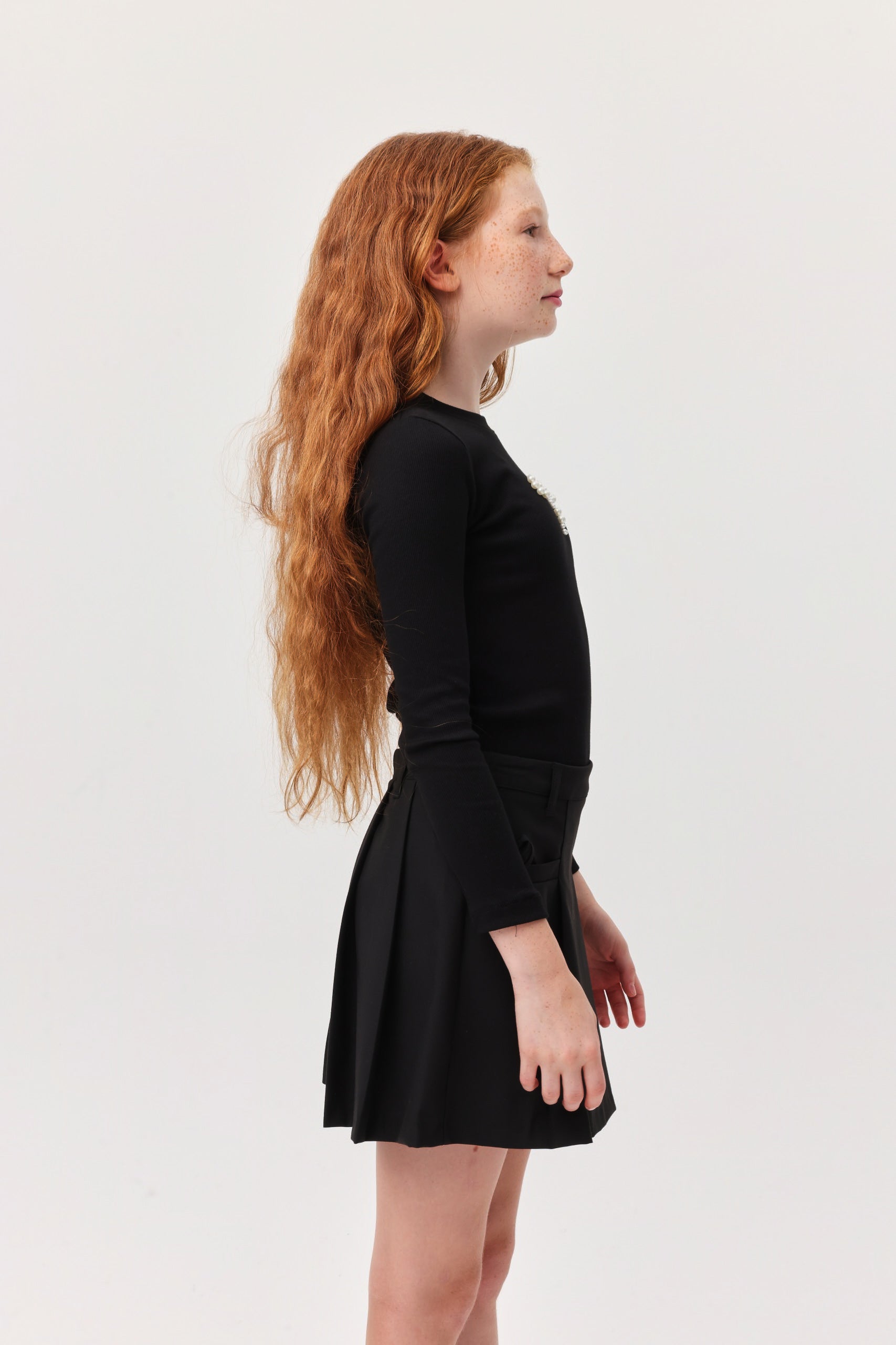 Kız Çocuk İnci Detaylı Bluz