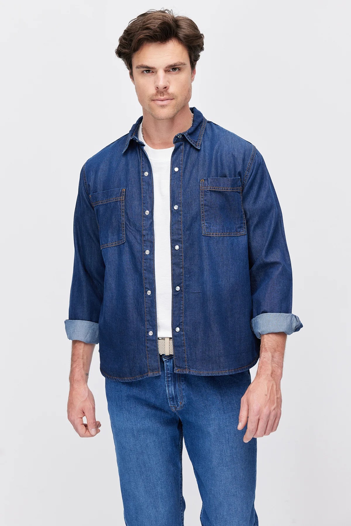 Men's Denim Shirt with Pockets