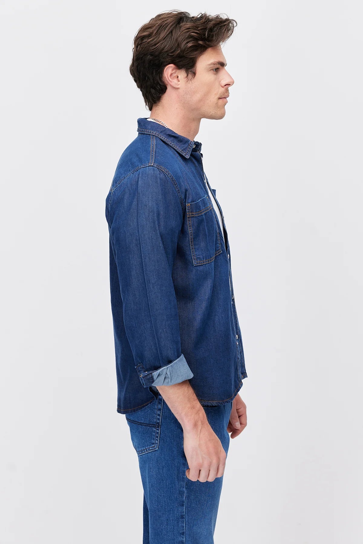 Men's Denim Shirt with Pockets