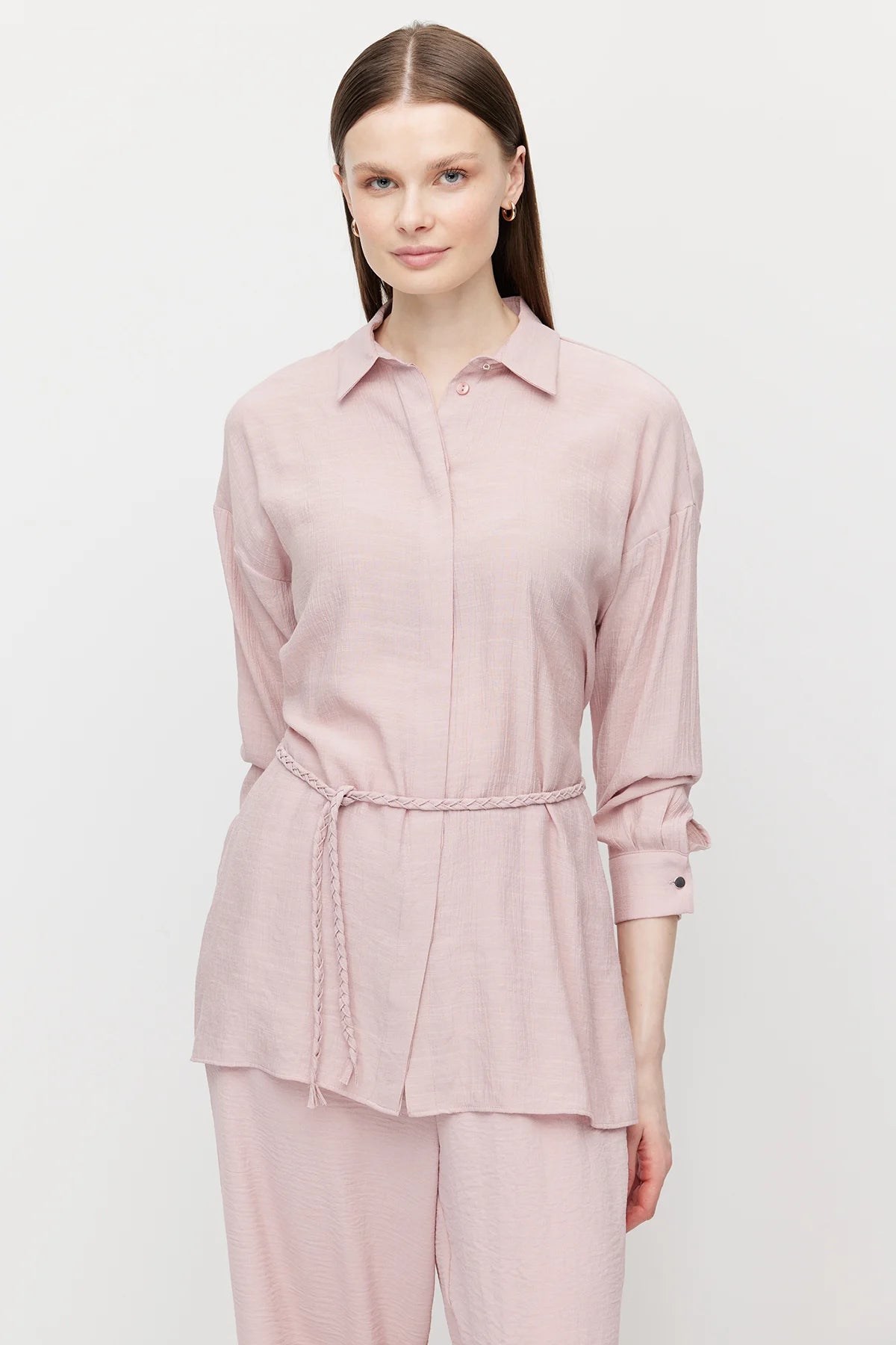 قميص تونيك نسائي بحزام