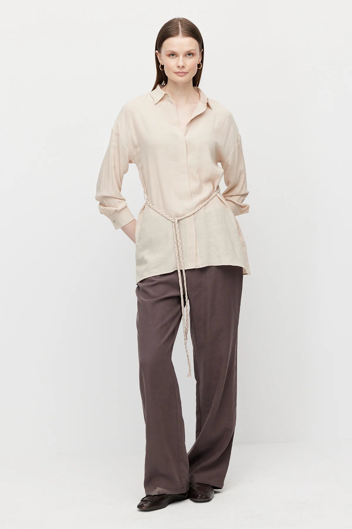 قميص تونيك نسائي بحزام