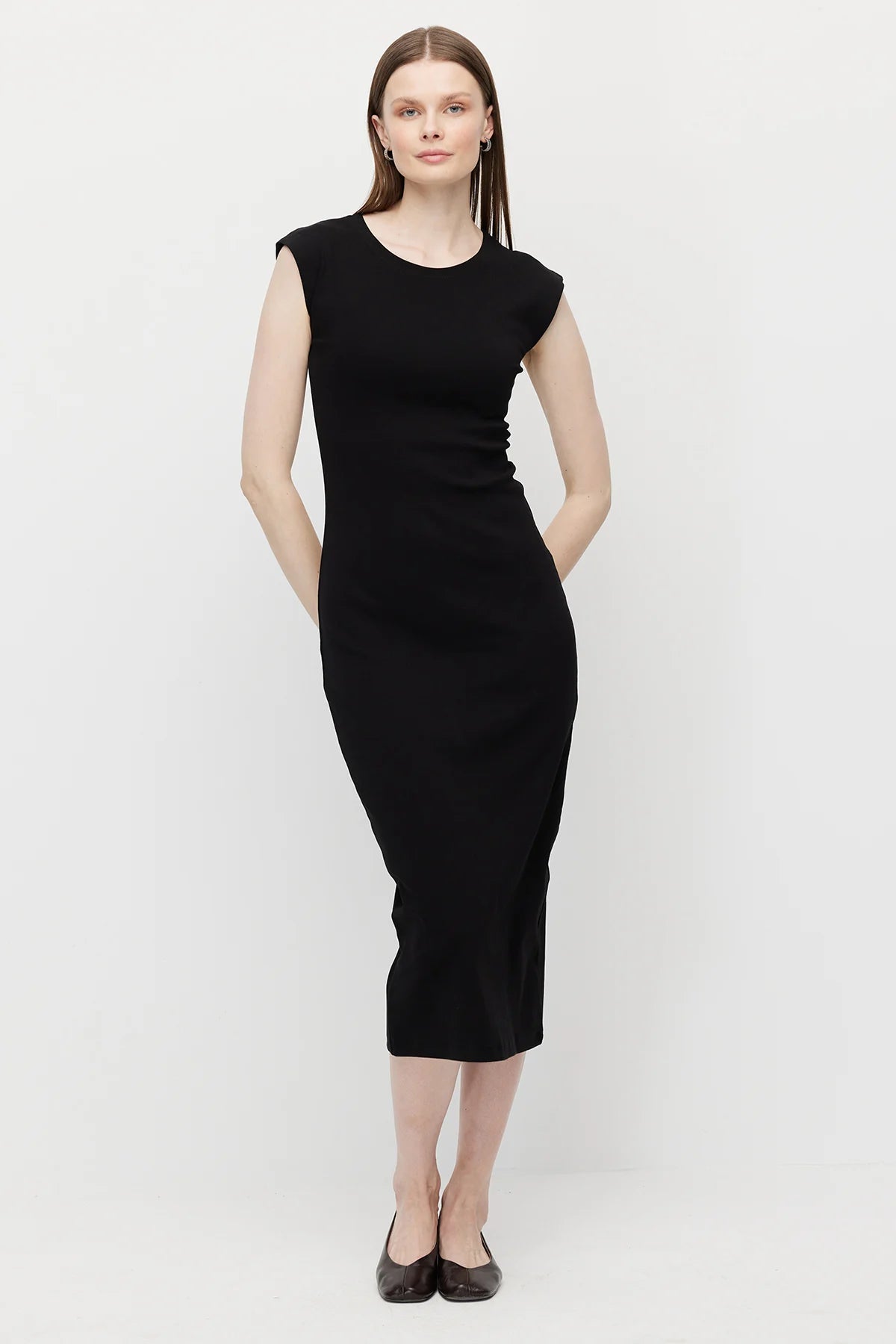 Women's Midi Length Ribbed Dress
