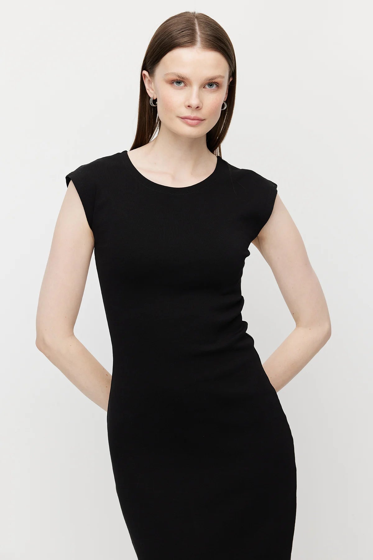 Women's Midi Length Ribbed Dress