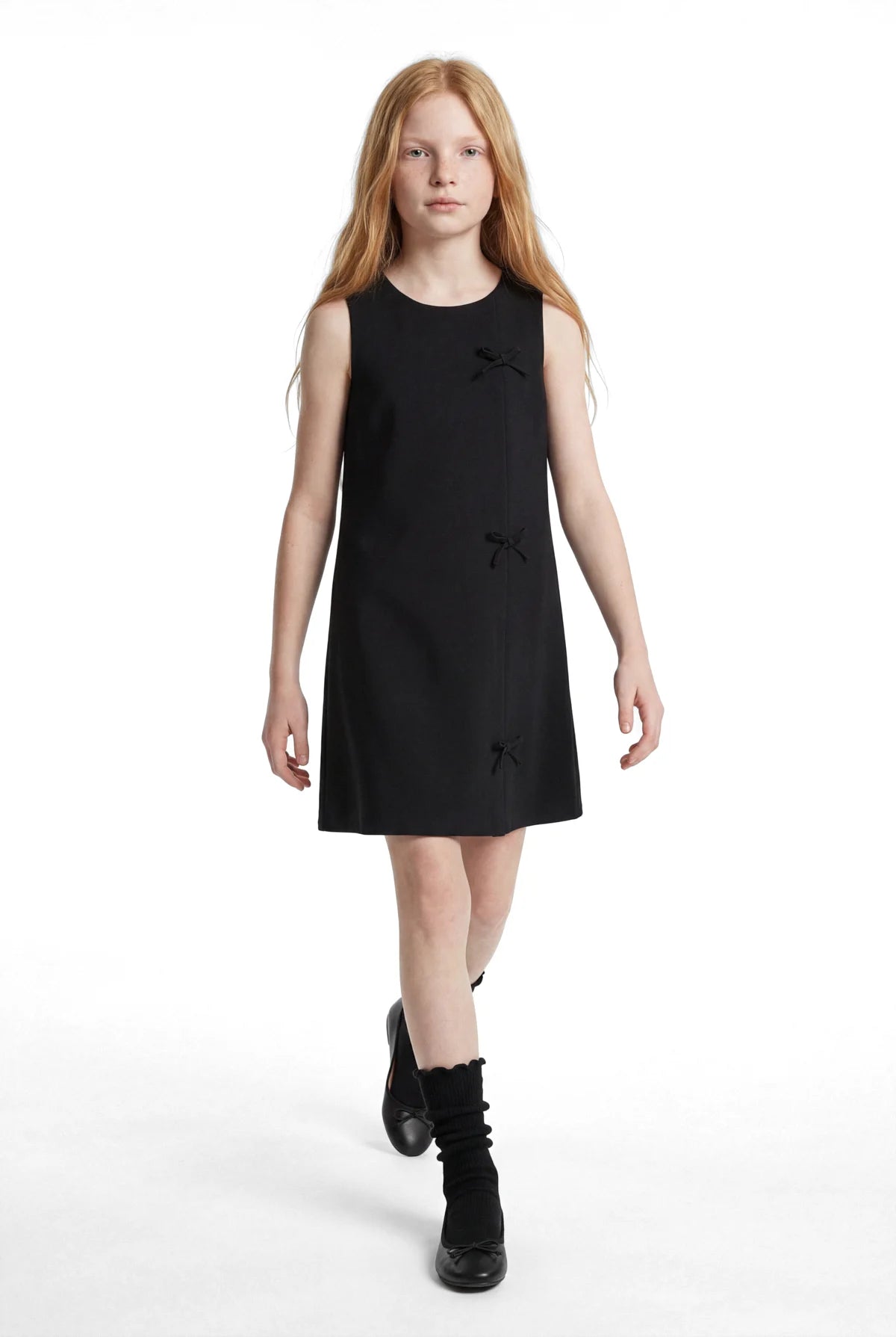 Girl's Sleeveless Dress with Bow Detail