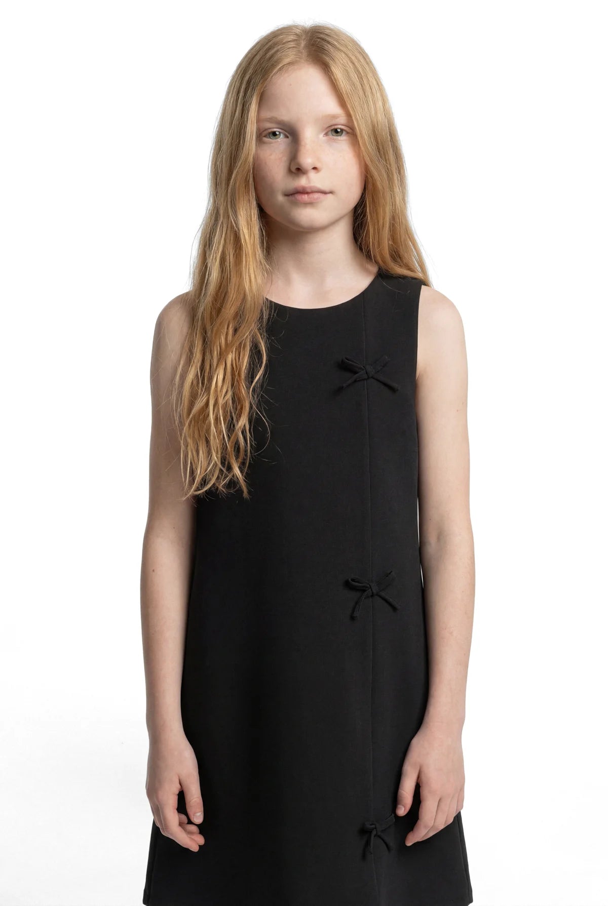 Girl's Sleeveless Dress with Bow Detail