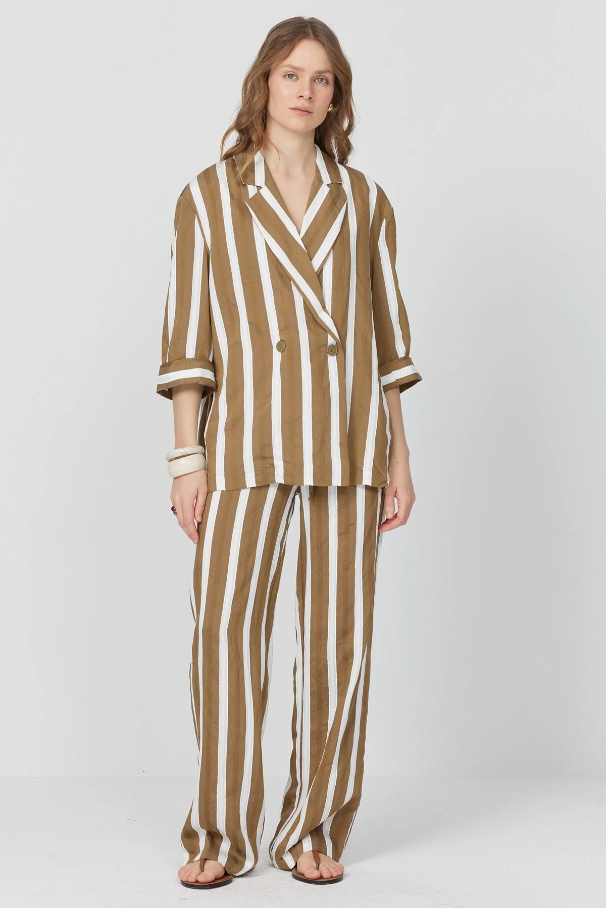 Women's Capri Sleeve Striped Jacket