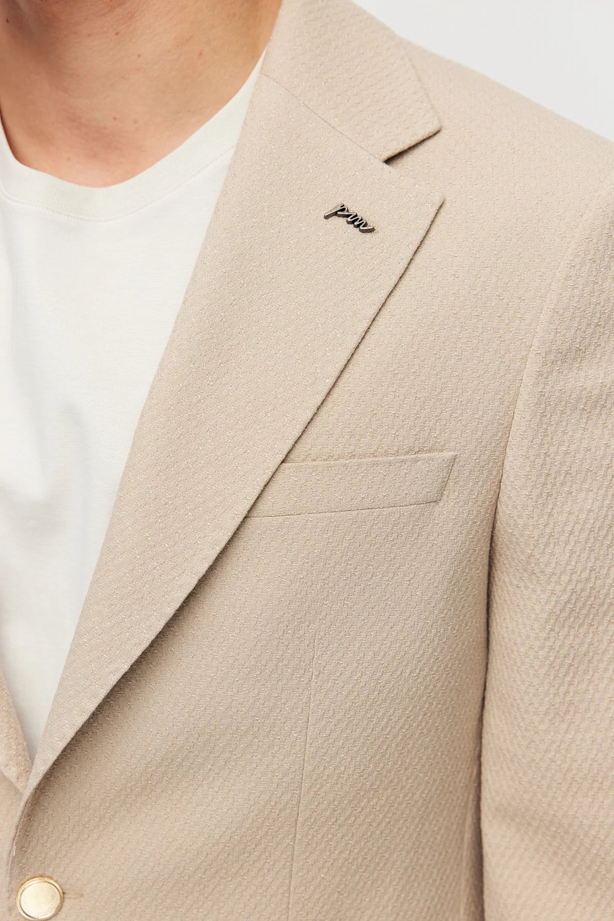 Men's Mono Collar Double-Button Textured Jacket