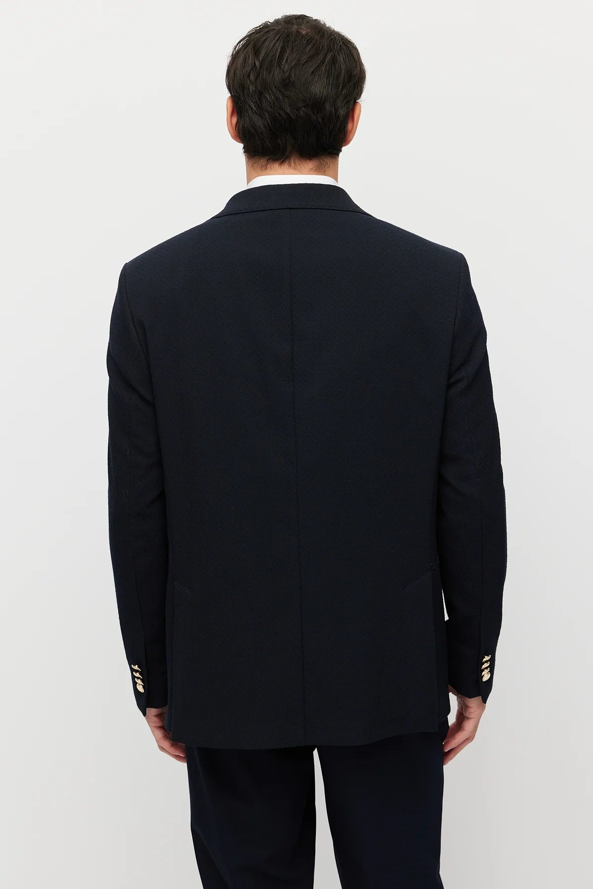 Men's Mono Collar Double-Button Textured Jacket