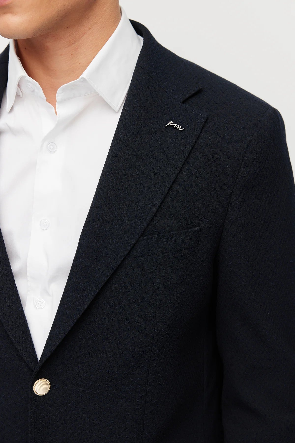 Men's Mono Collar Double-Button Textured Jacket