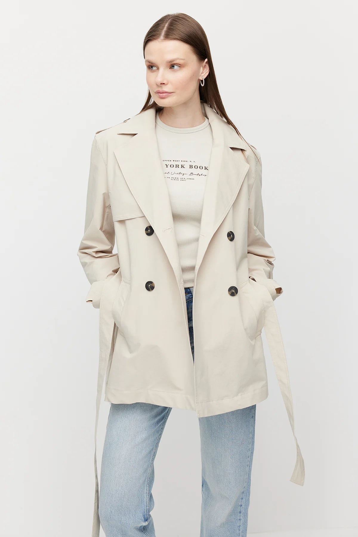 Women's Belted Short Trench Coat