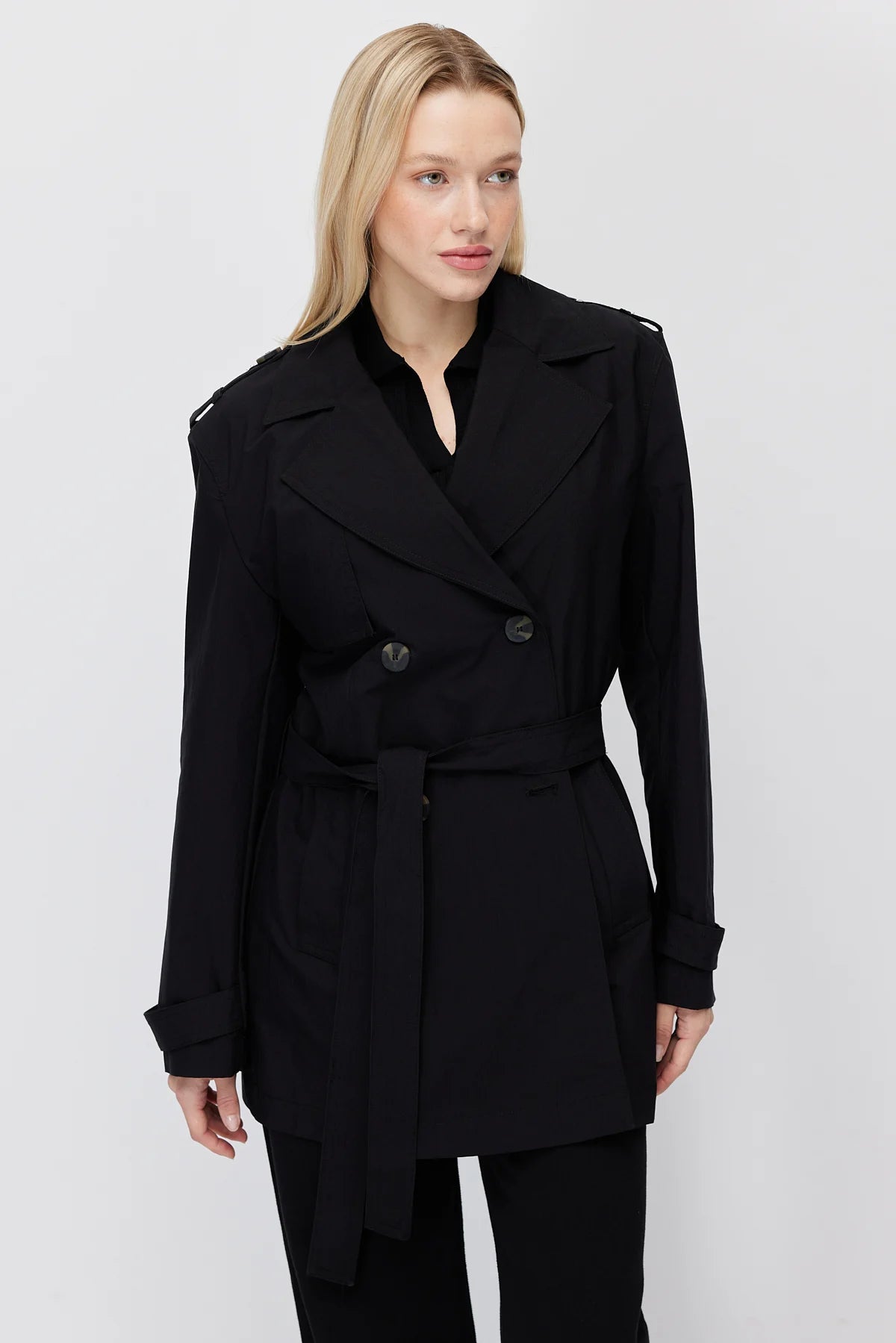 Women's Belted Short Trench Coat