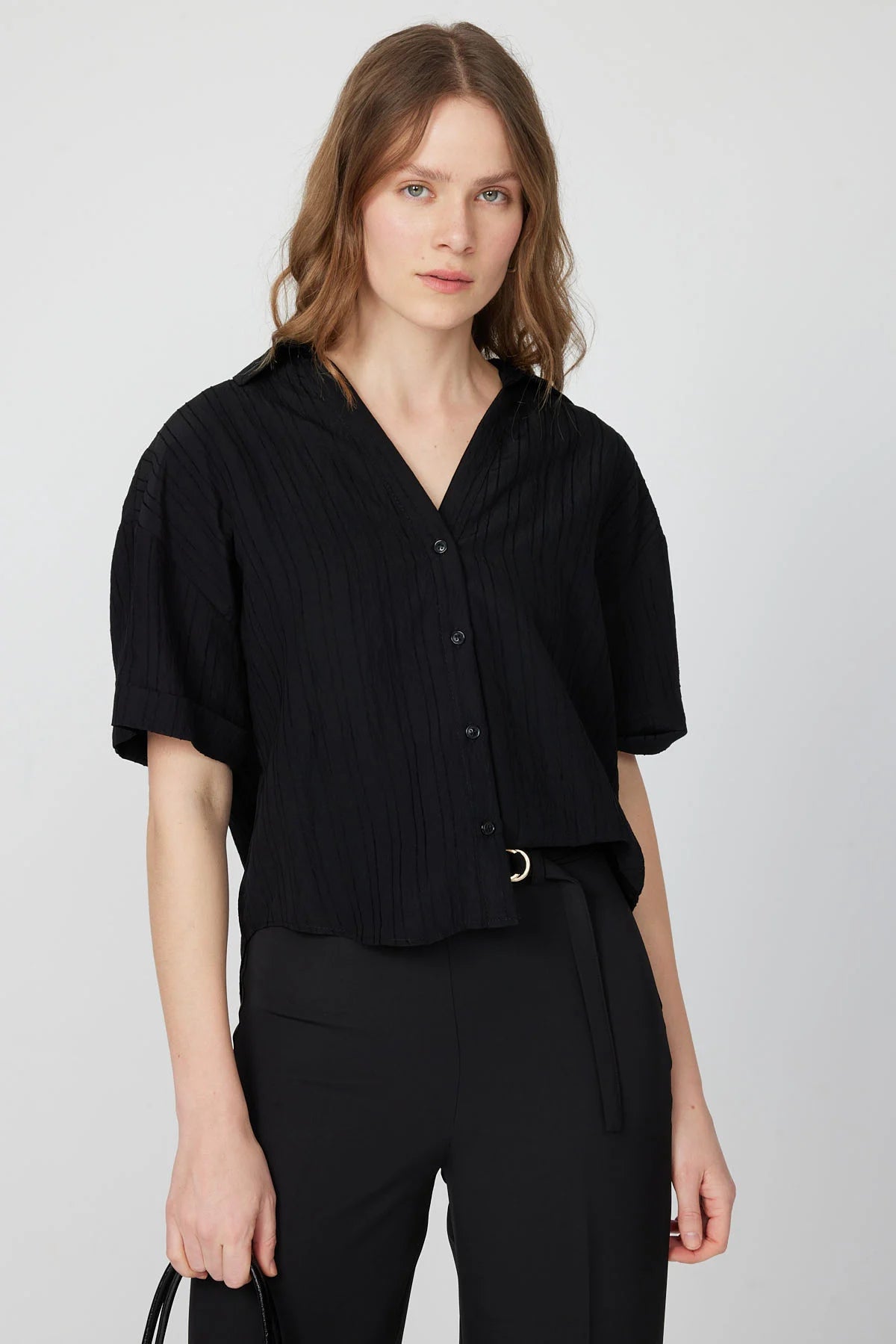 Women's Striped Short Sleeved Shirt