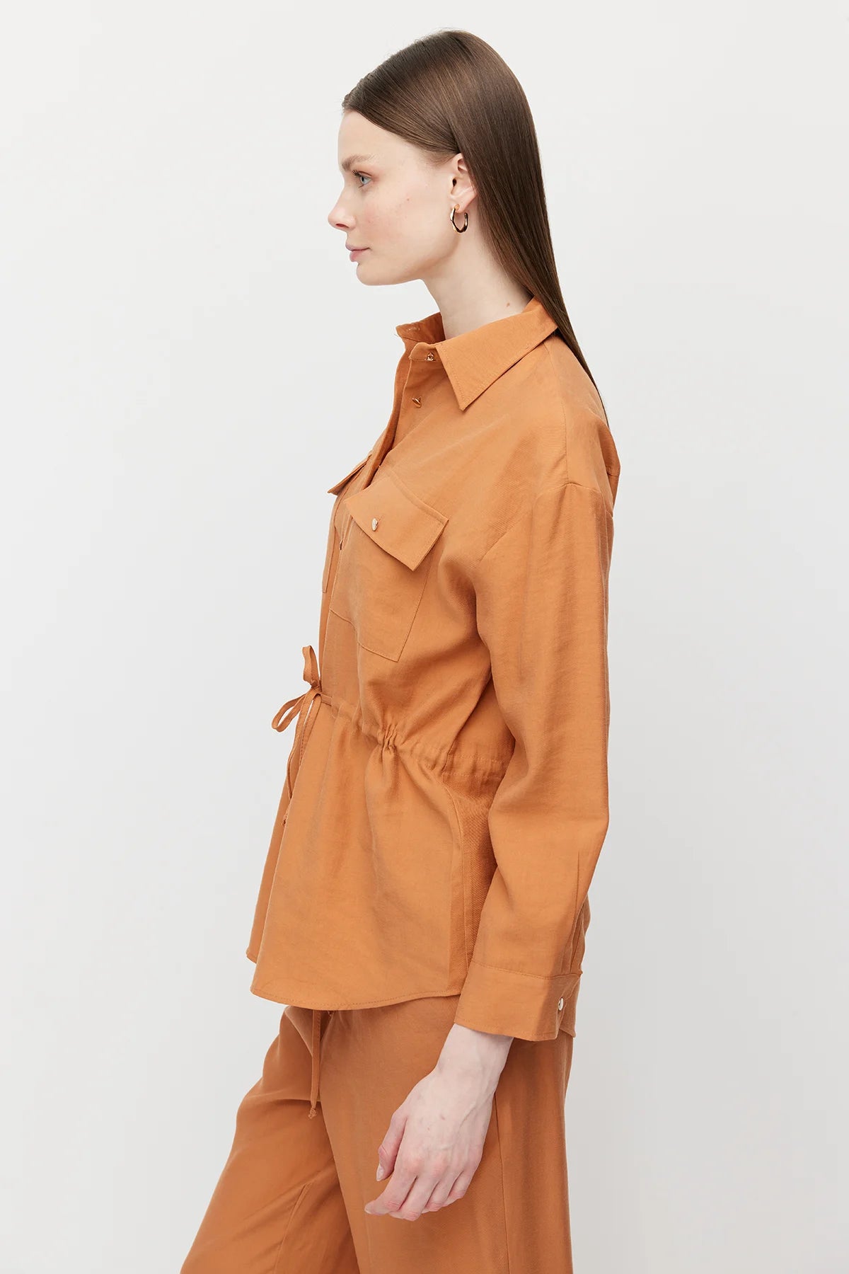 Women's Belted Shirt with Pockets