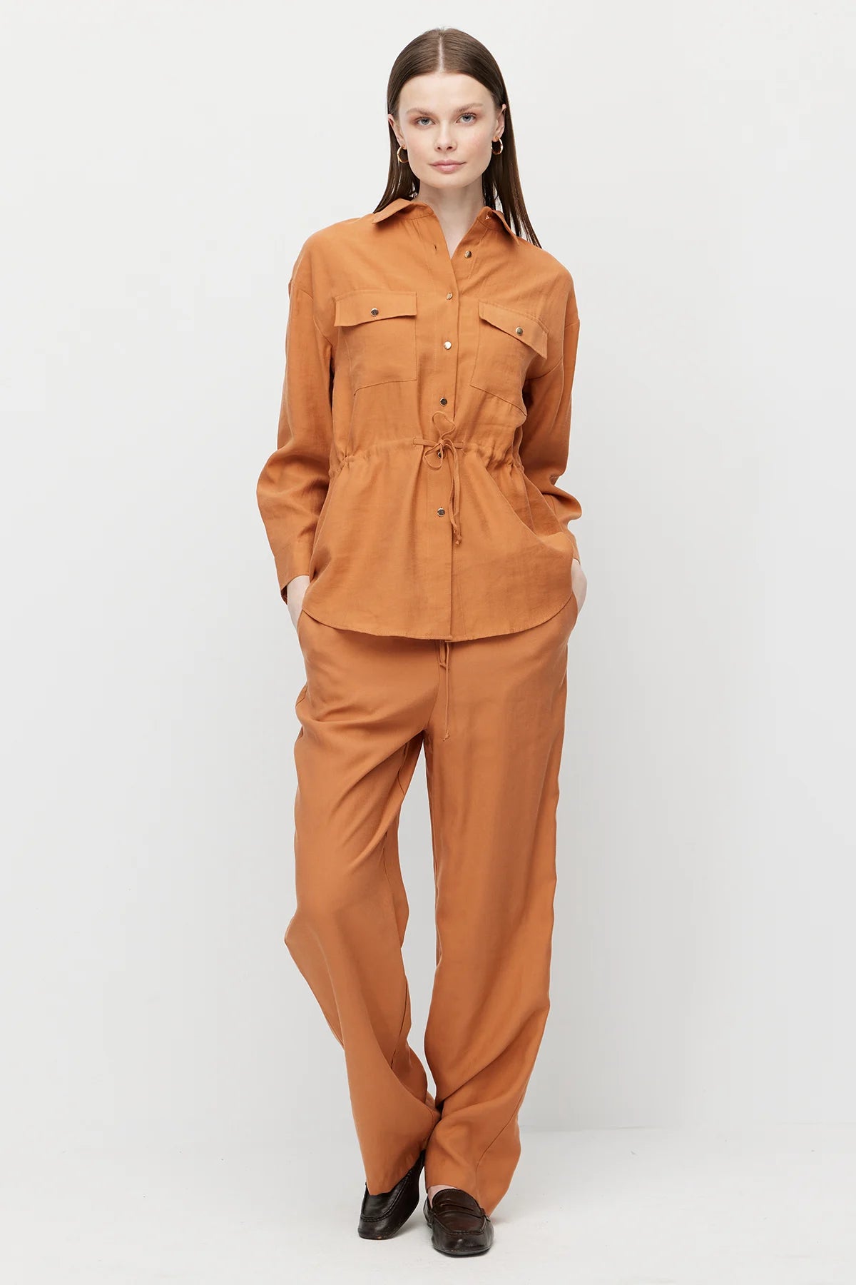 Women's Belted Shirt with Pockets