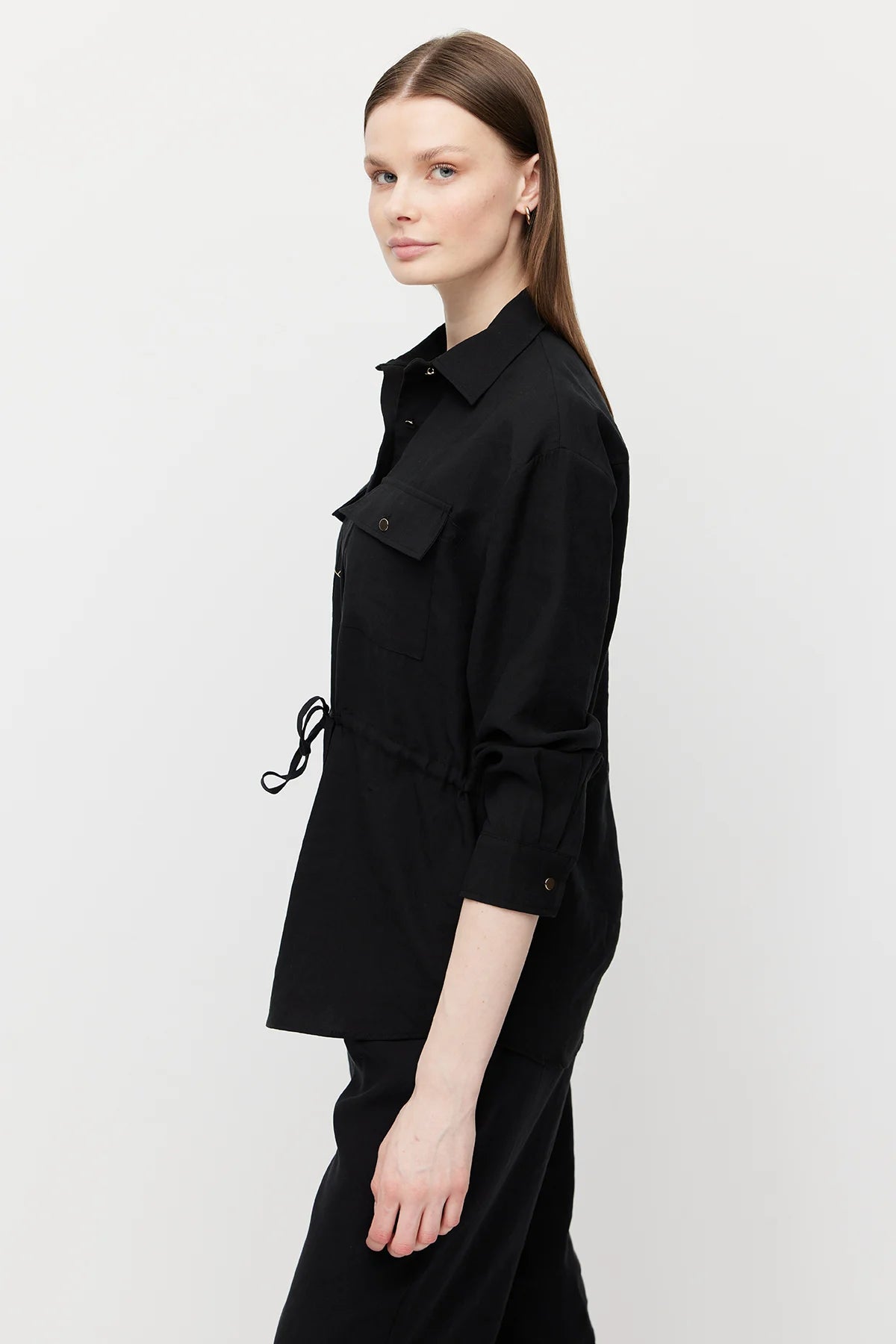 Women's Belted Shirt with Pockets