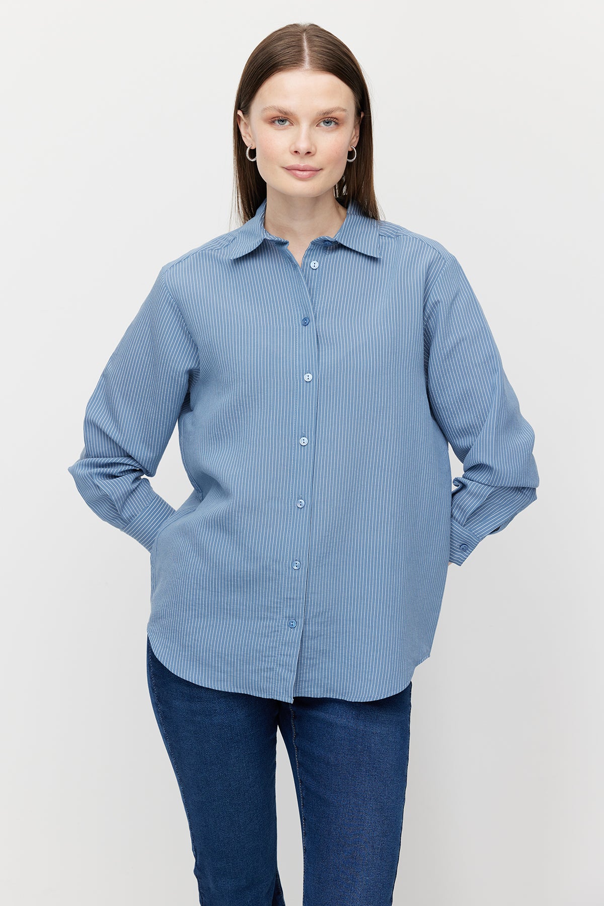 Women’s Thin Striped Loose Fit Shirt