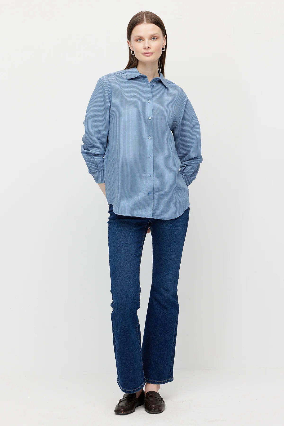 Women’s Thin Striped Loose Fit Shirt