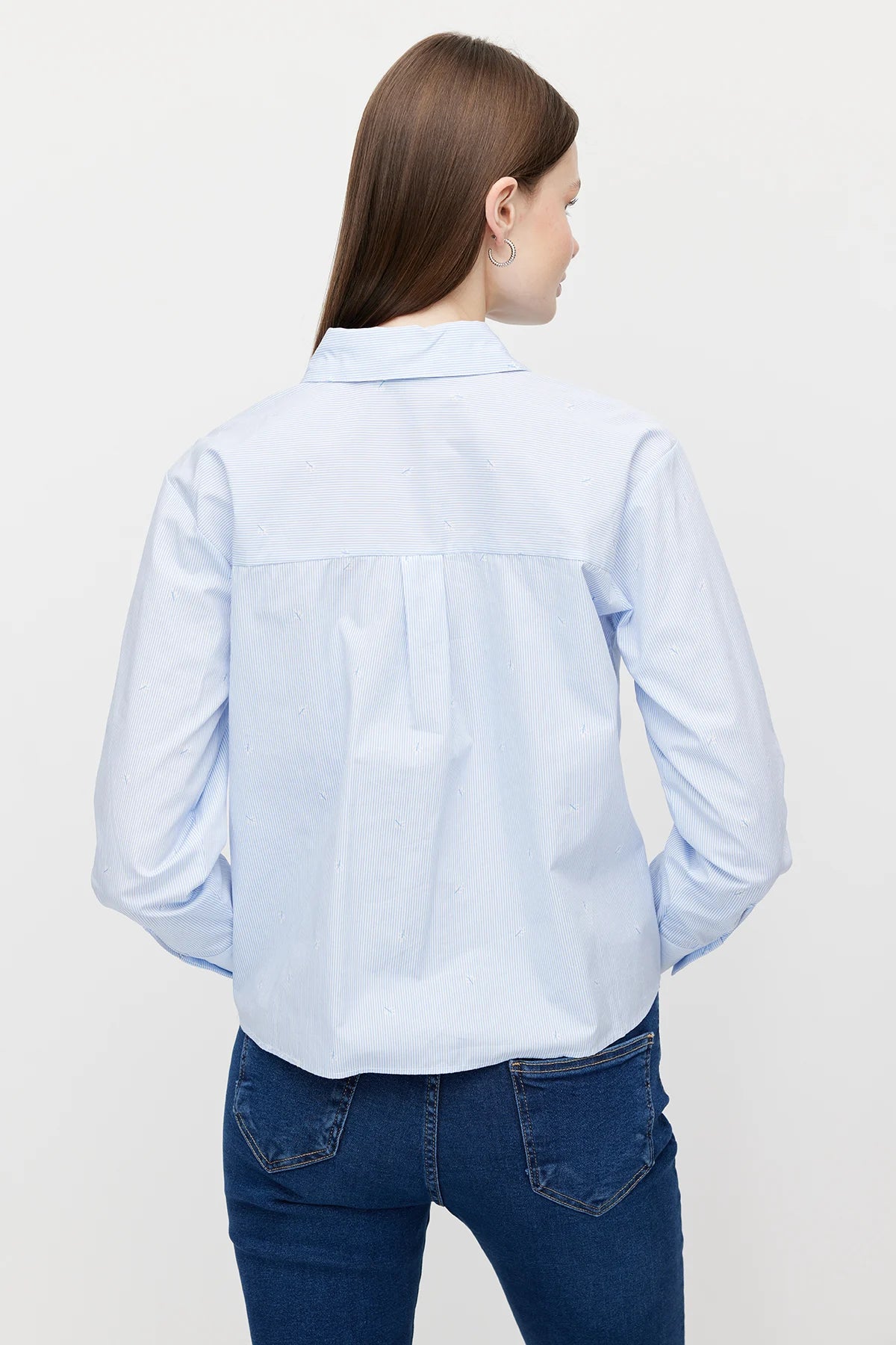 Women's Poplin Shirt with Embroidered Details