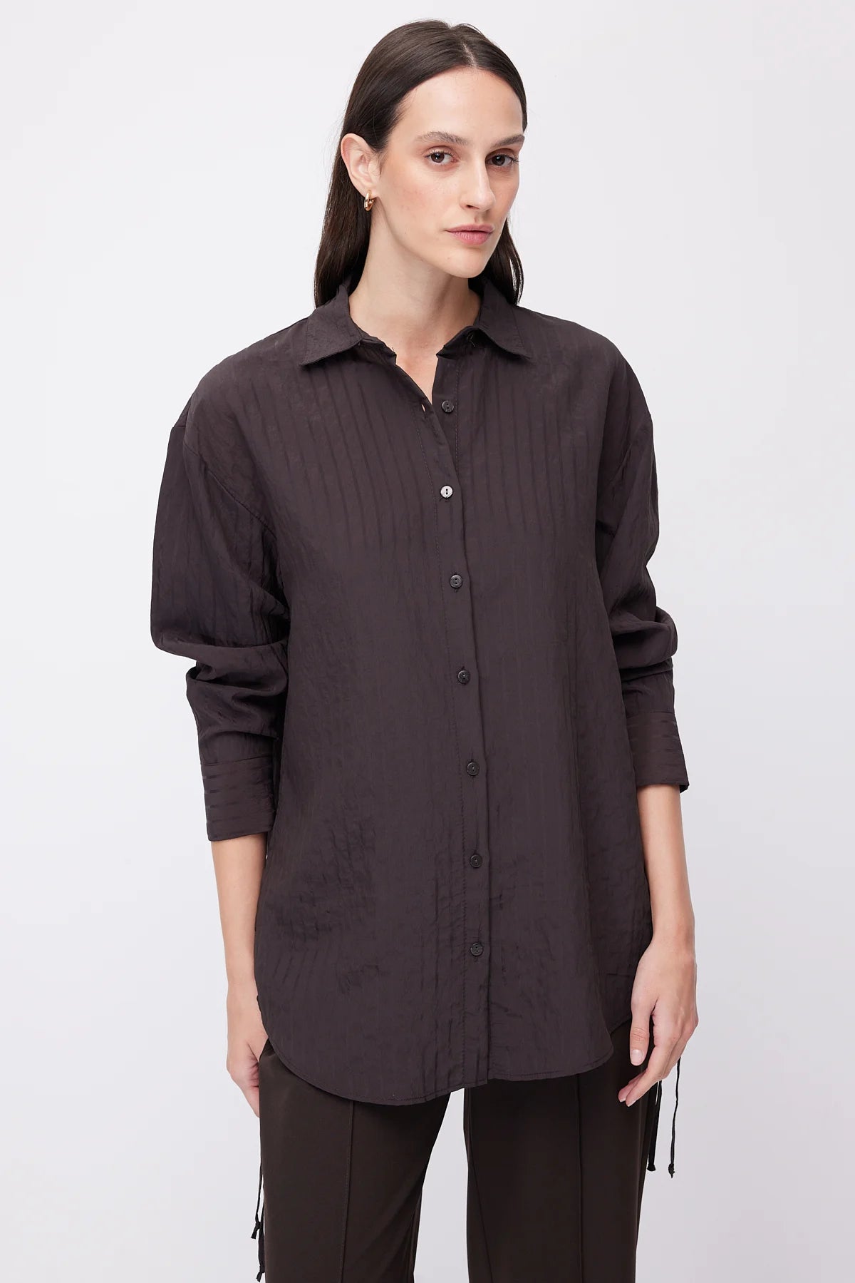 Women's Striped Oversize Shirt with Side Lace Detail