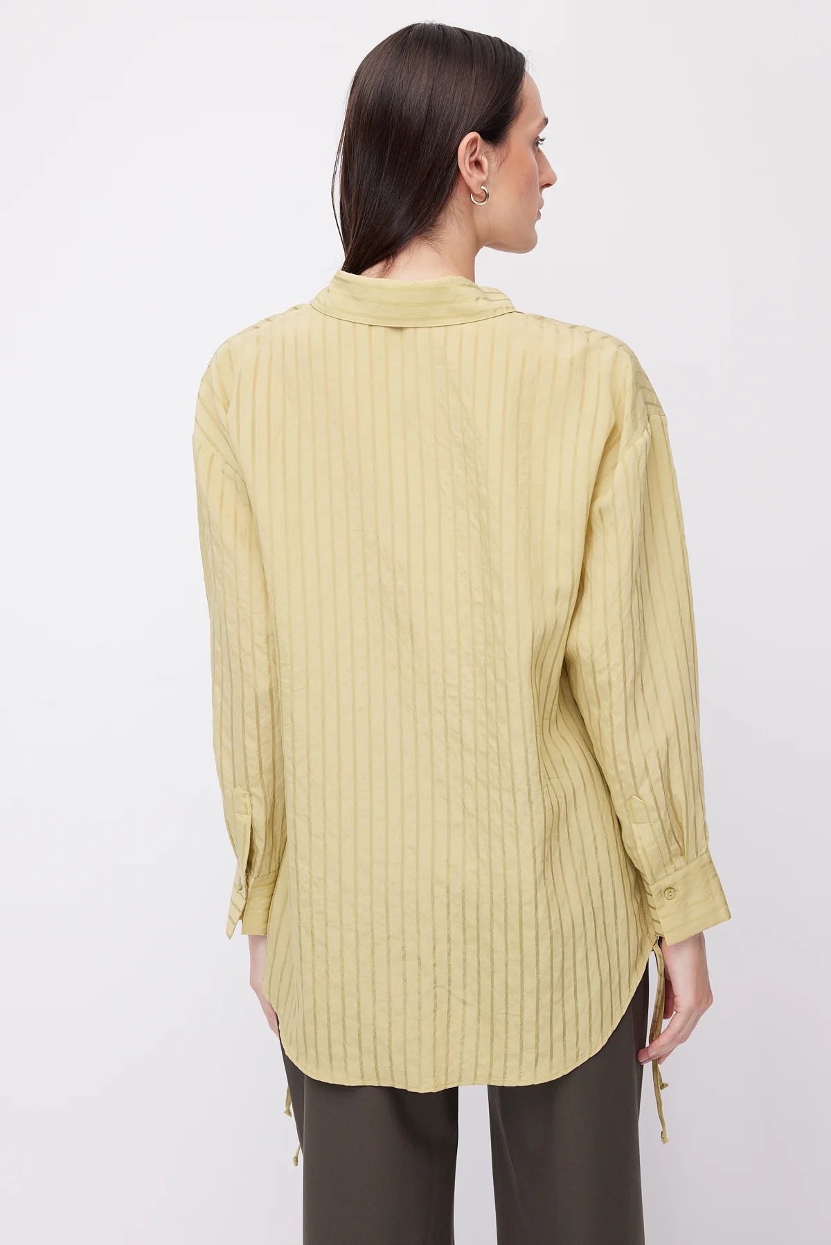Women's Striped Oversize Shirt with Side Lace Detail