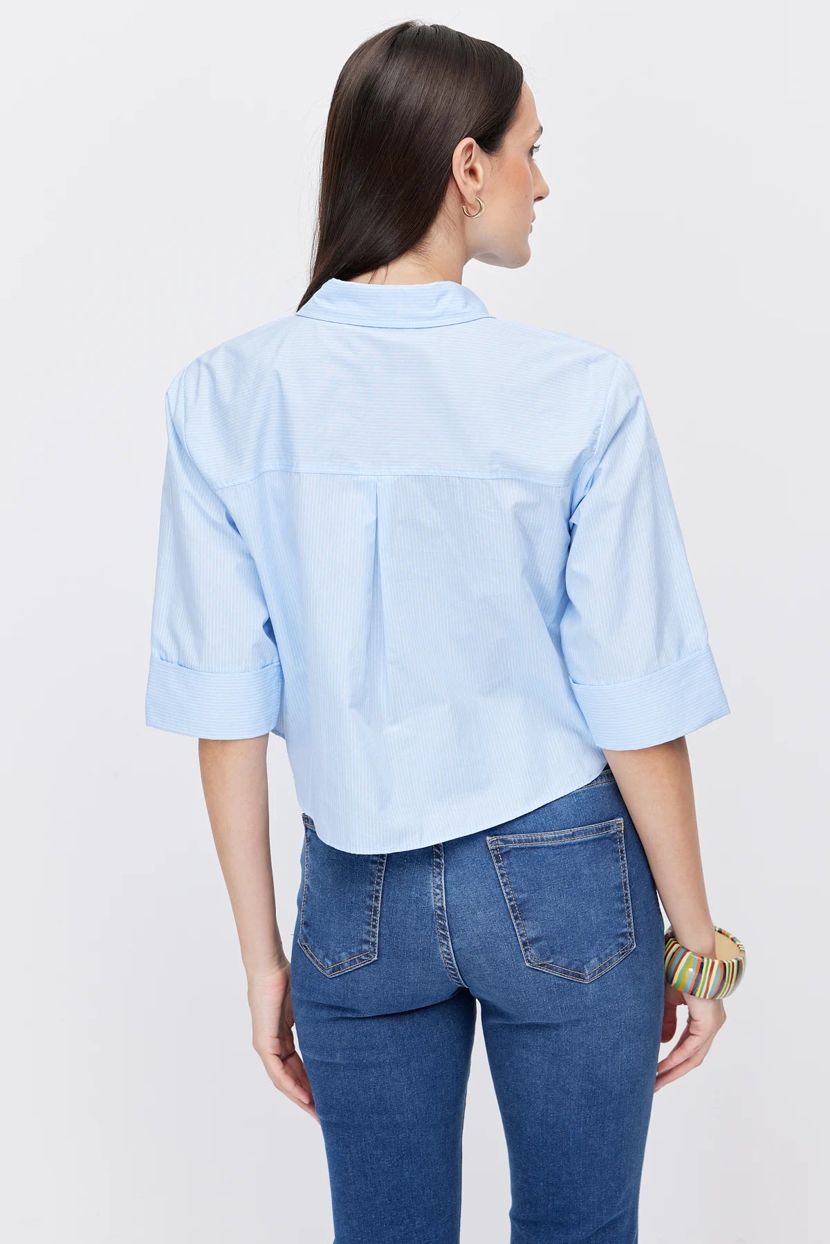 Women's Striped Shirt with Flap Pockets