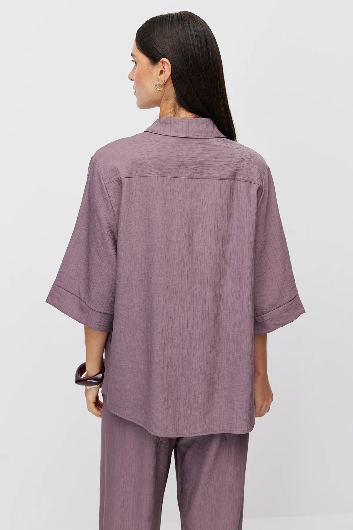Women's Oversize Textured Double Sleeve Shirt