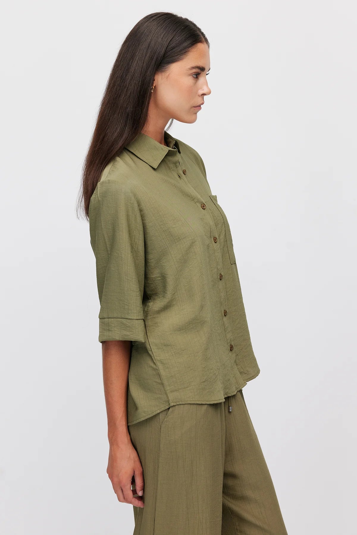 Women's Oversize Textured Double Sleeve Shirt