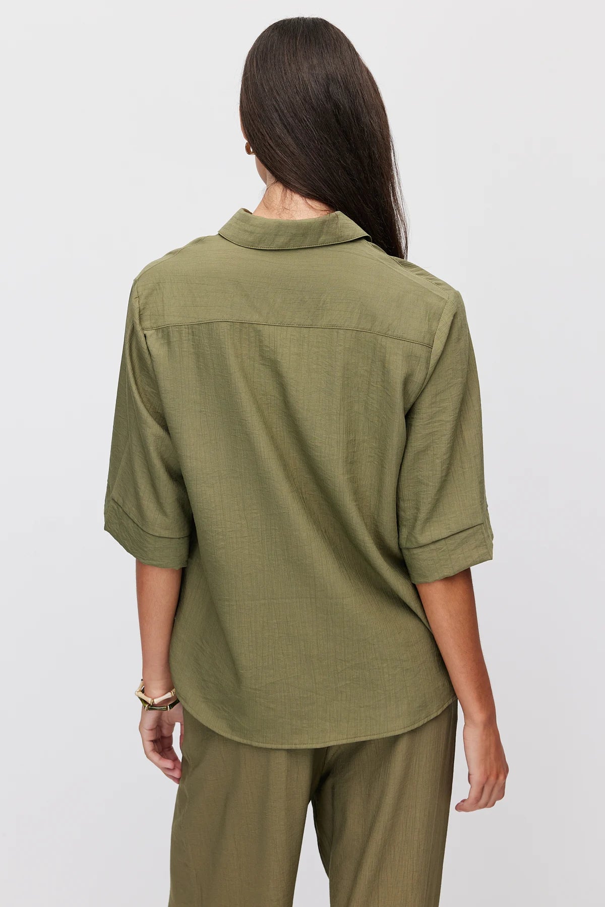 Women's Oversize Textured Double Sleeve Shirt