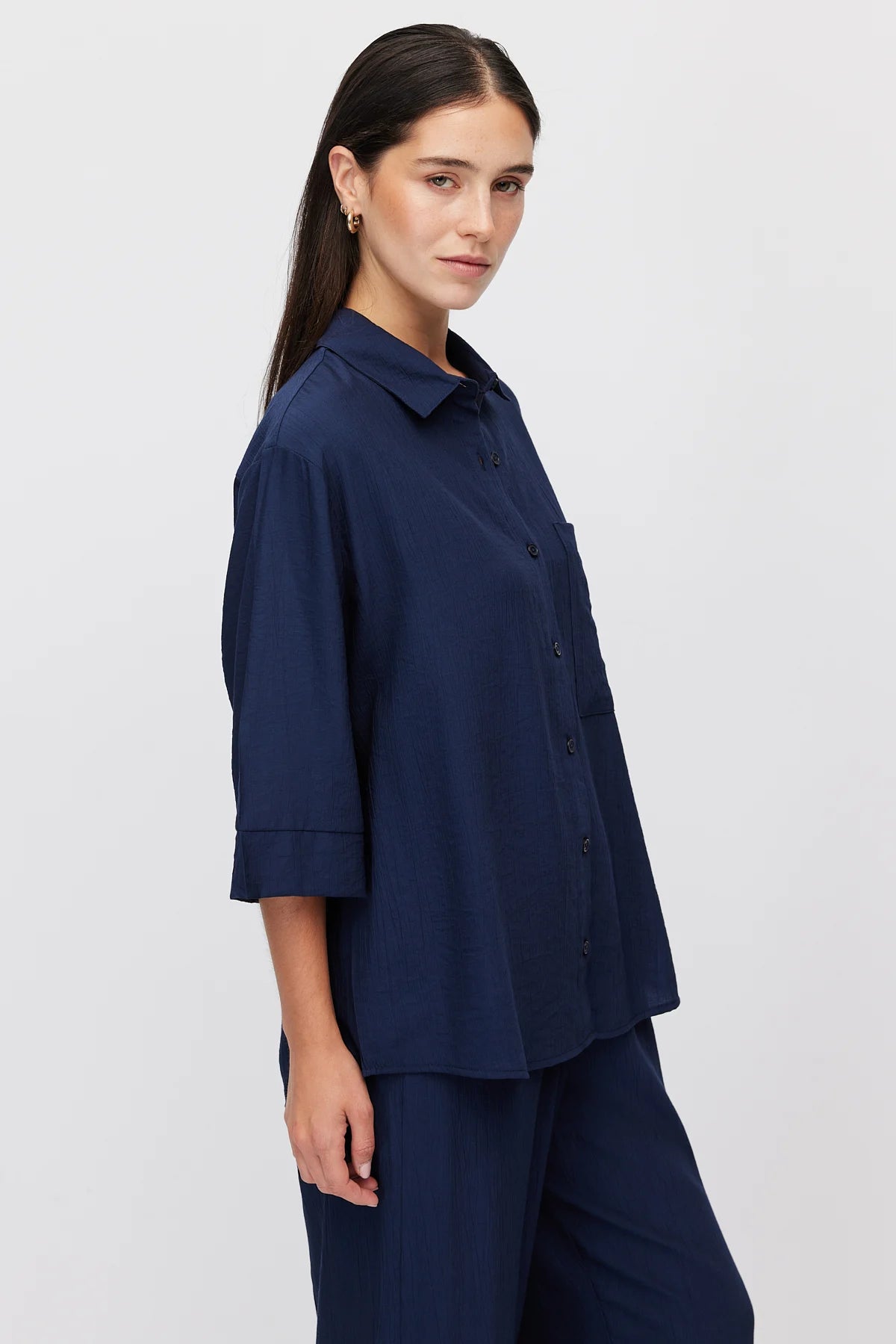 Women's Oversize Textured Double Sleeve Shirt