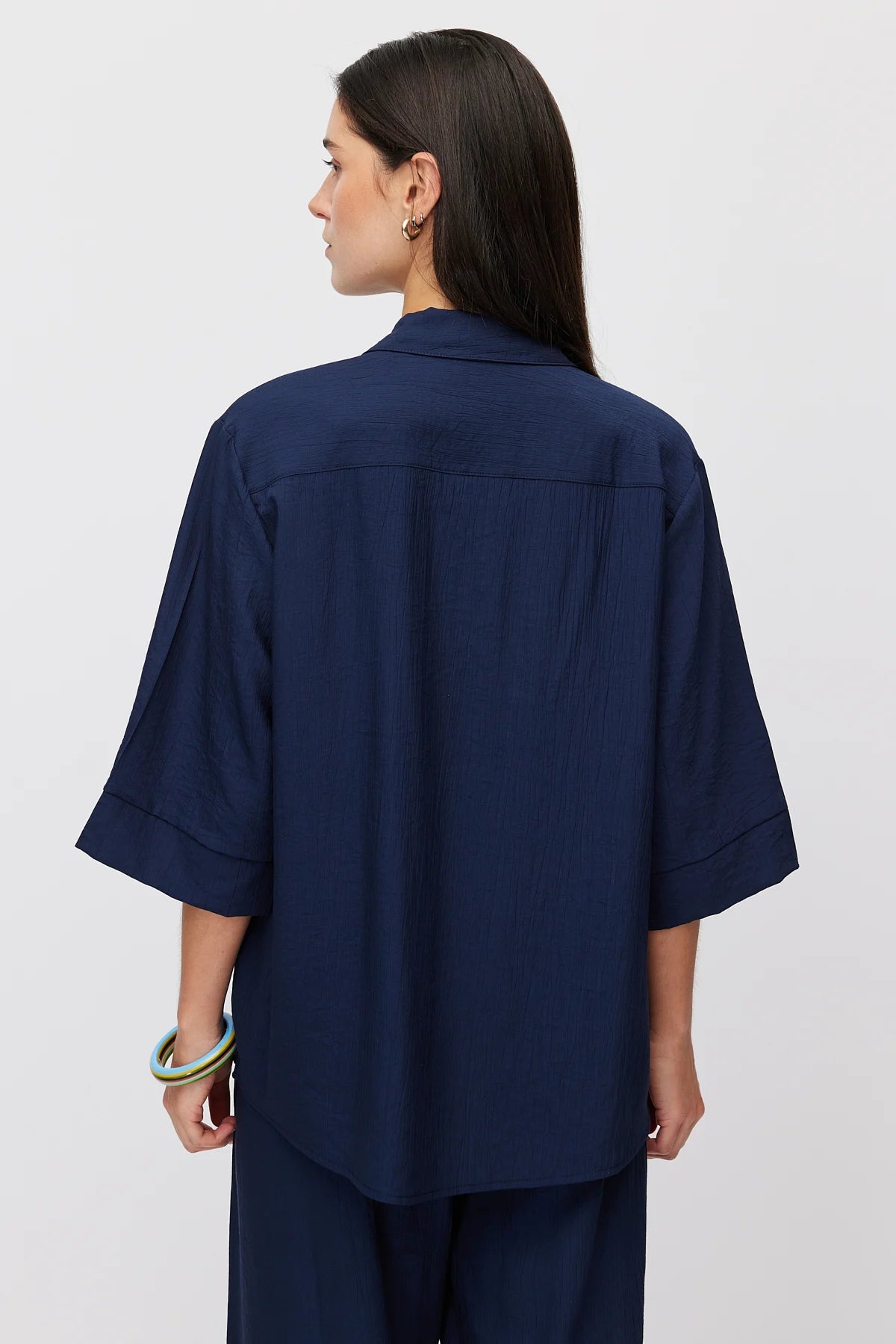 Women's Oversize Textured Double Sleeve Shirt