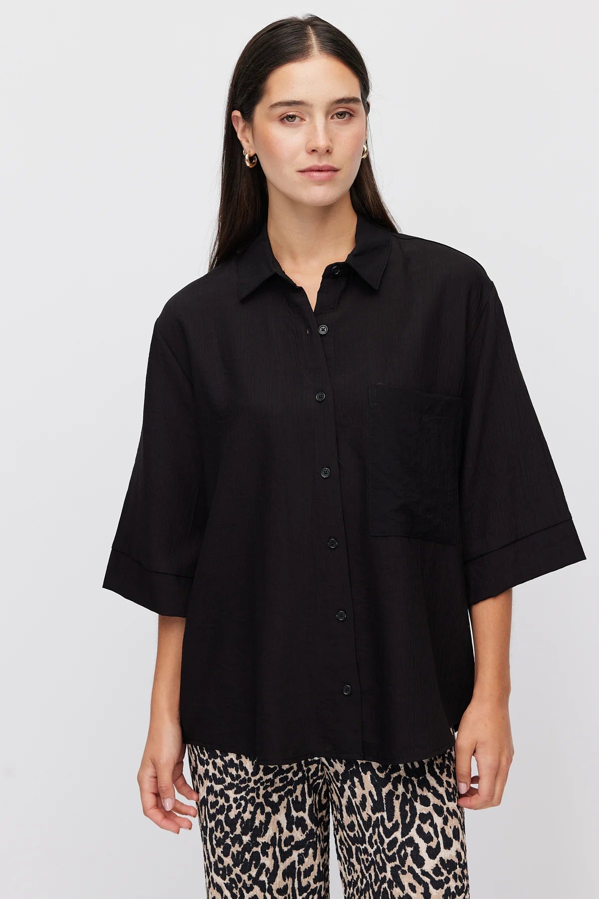Women's Oversize Textured Double Sleeve Shirt
