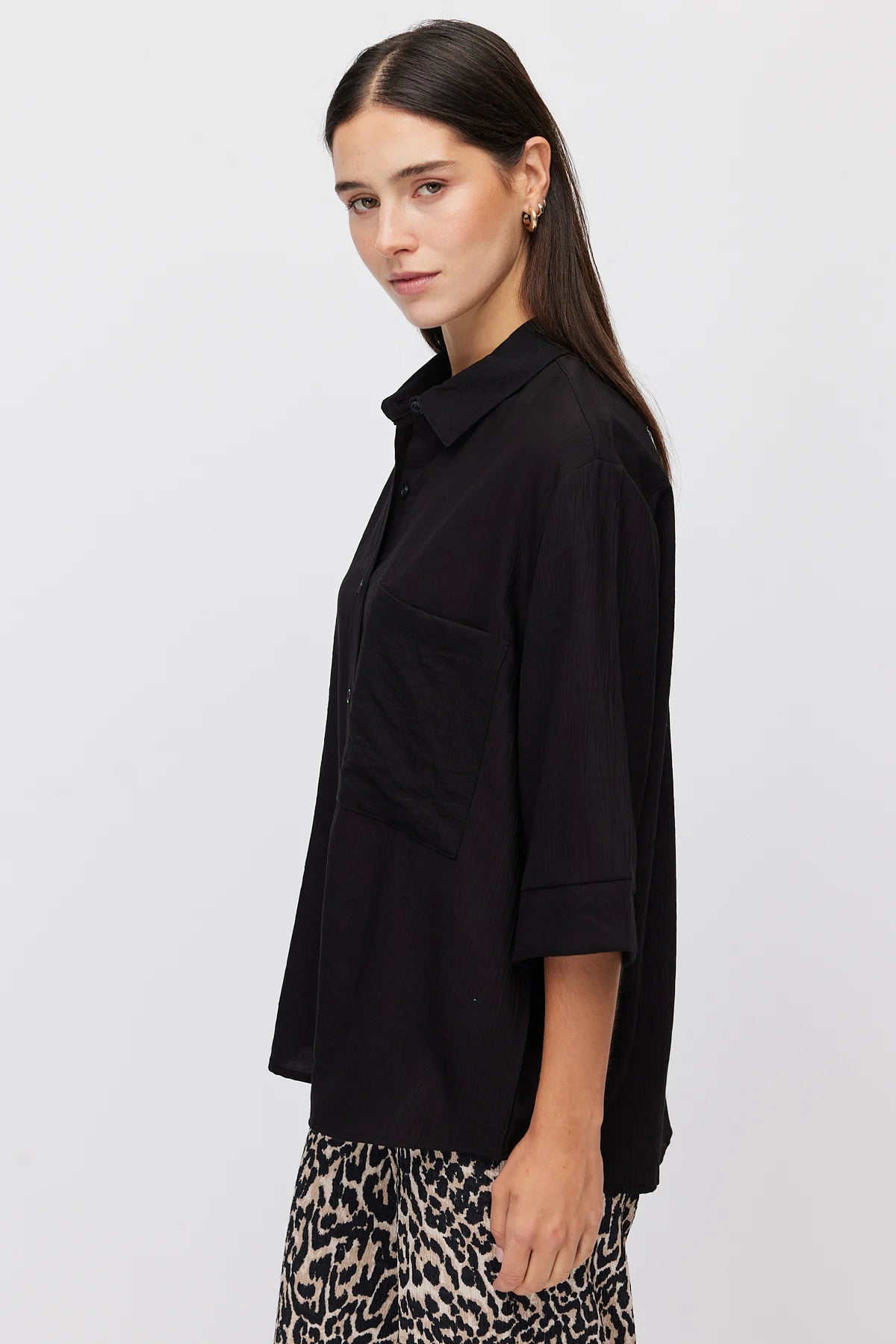 Women's Oversize Textured Double Sleeve Shirt